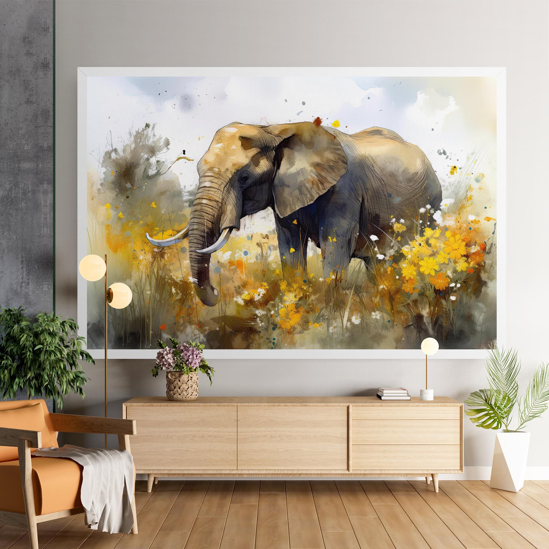 Yellow Flowers Elephant mockup 9