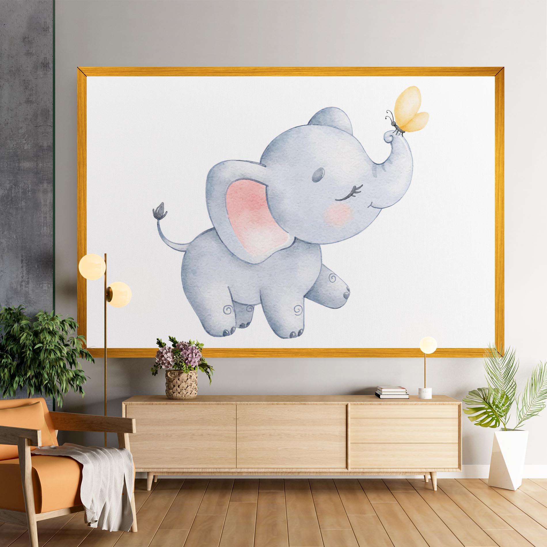 Leinwandbild Elephant Butterfly mockup 9