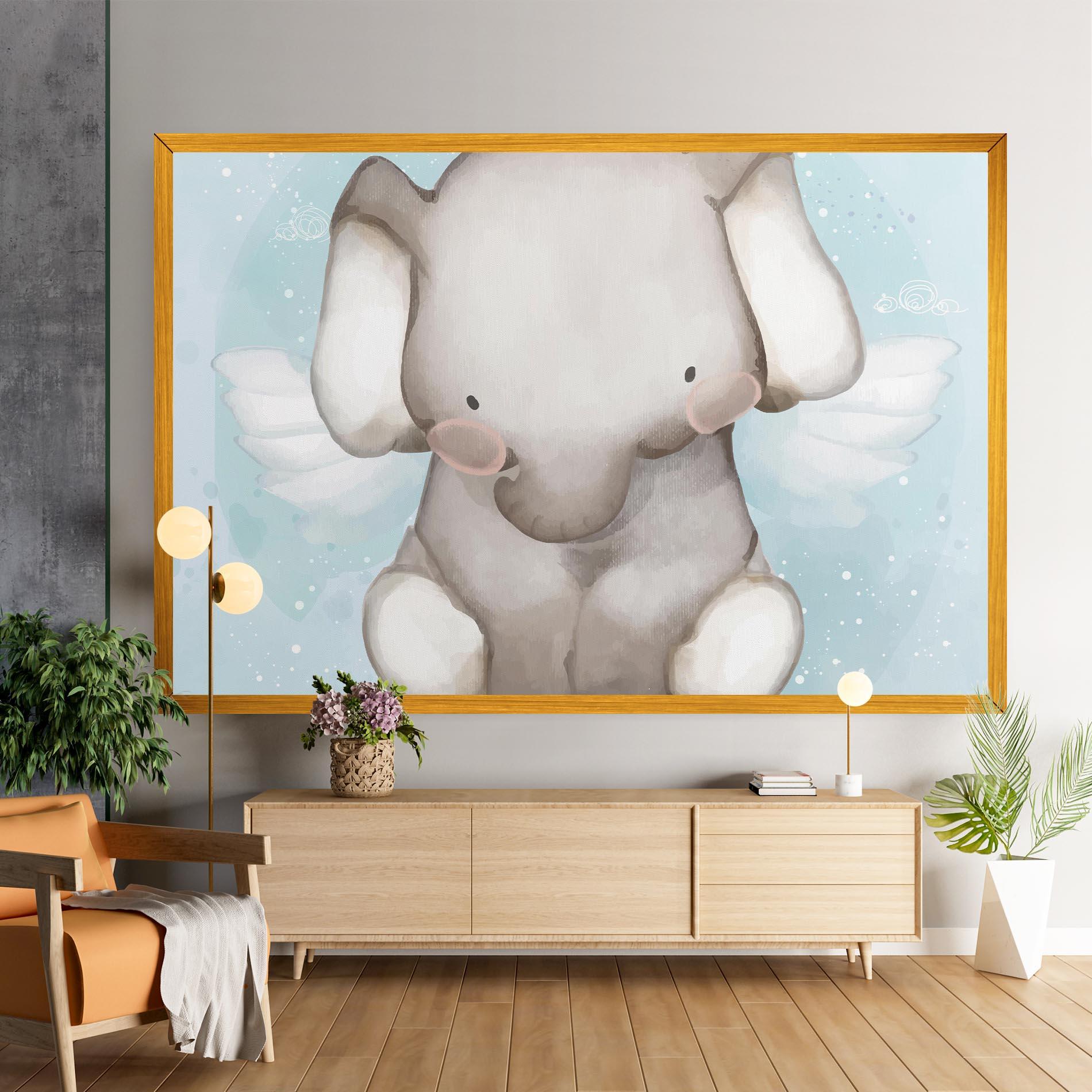 Leinwandbild Elephant On Blue mockup 9
