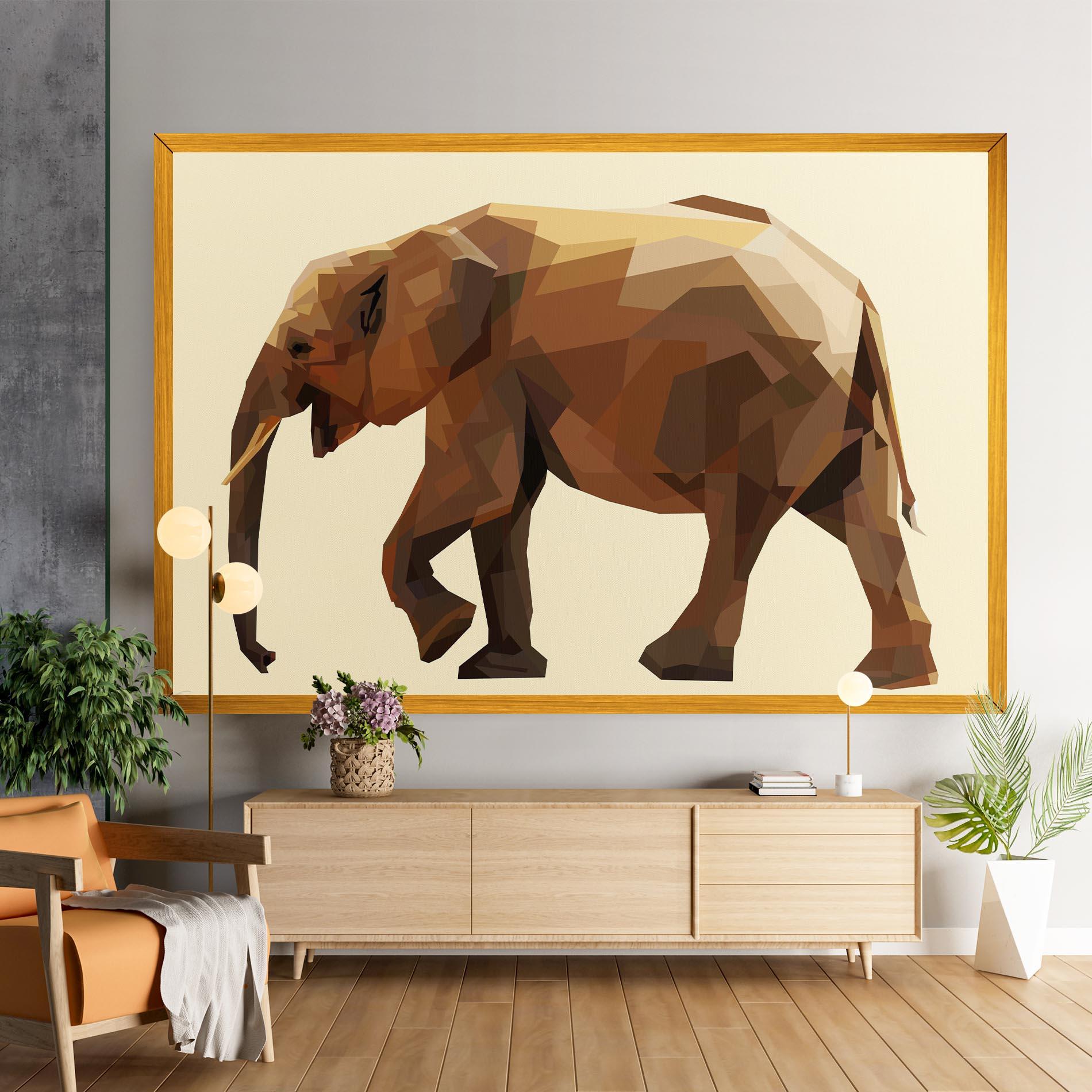 Leinwandbild Walking Elephant Cream mockup 9