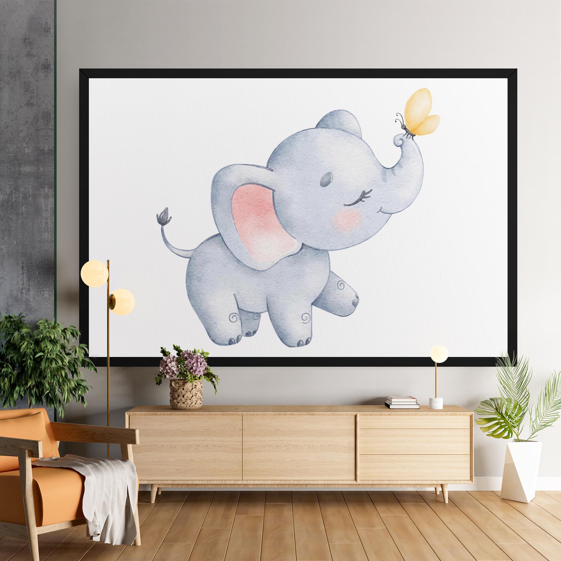 Leinwandbild Elephant Butterfly mockup 9