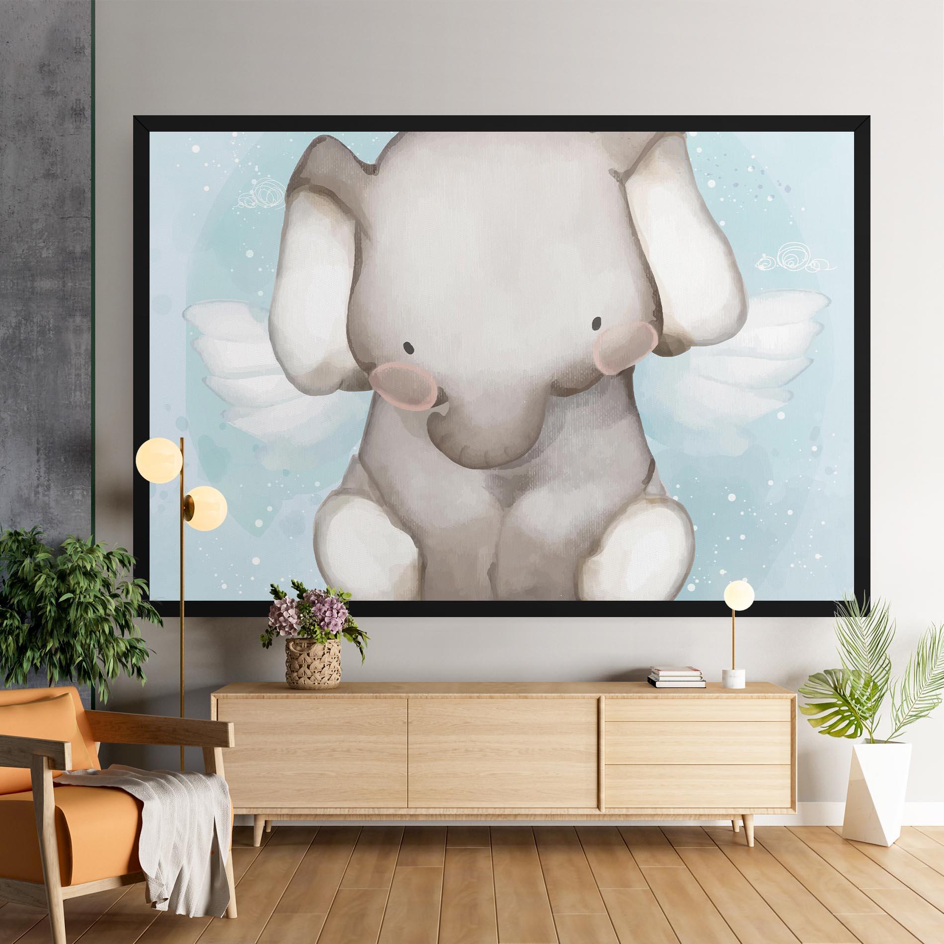 Leinwandbild Elephant On Blue mockup 9
