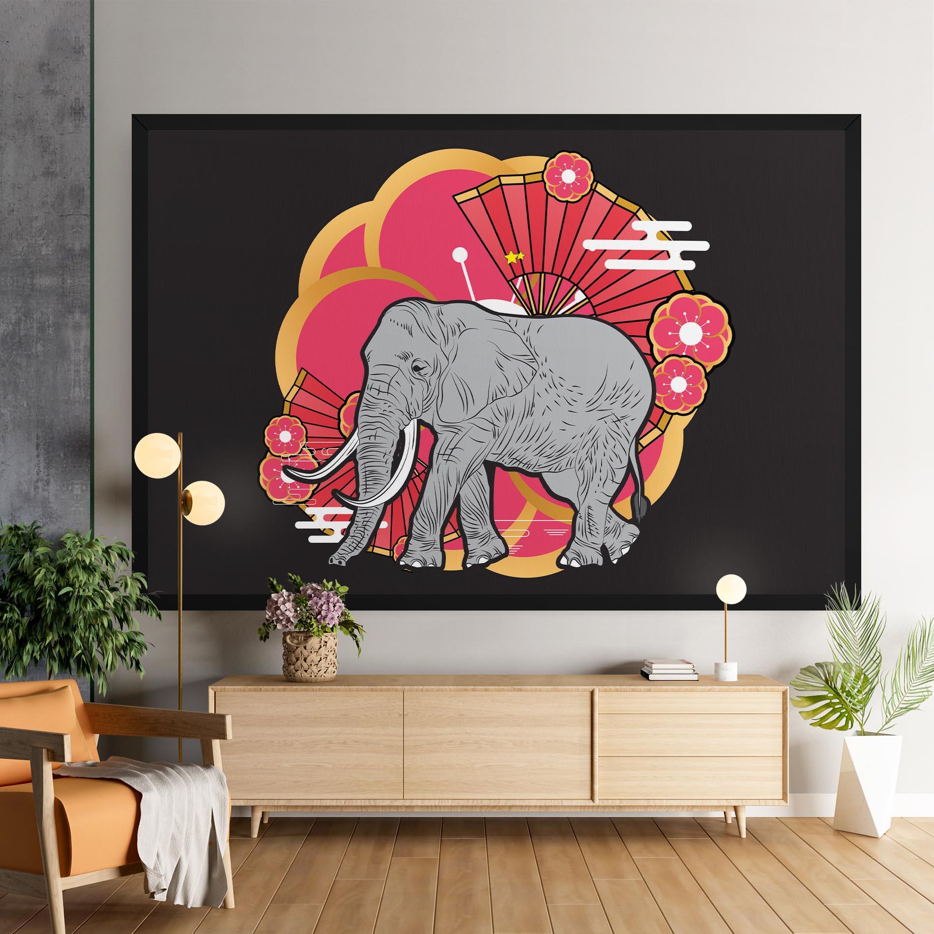 Leinwandbild Elephant On Pink mockup 9