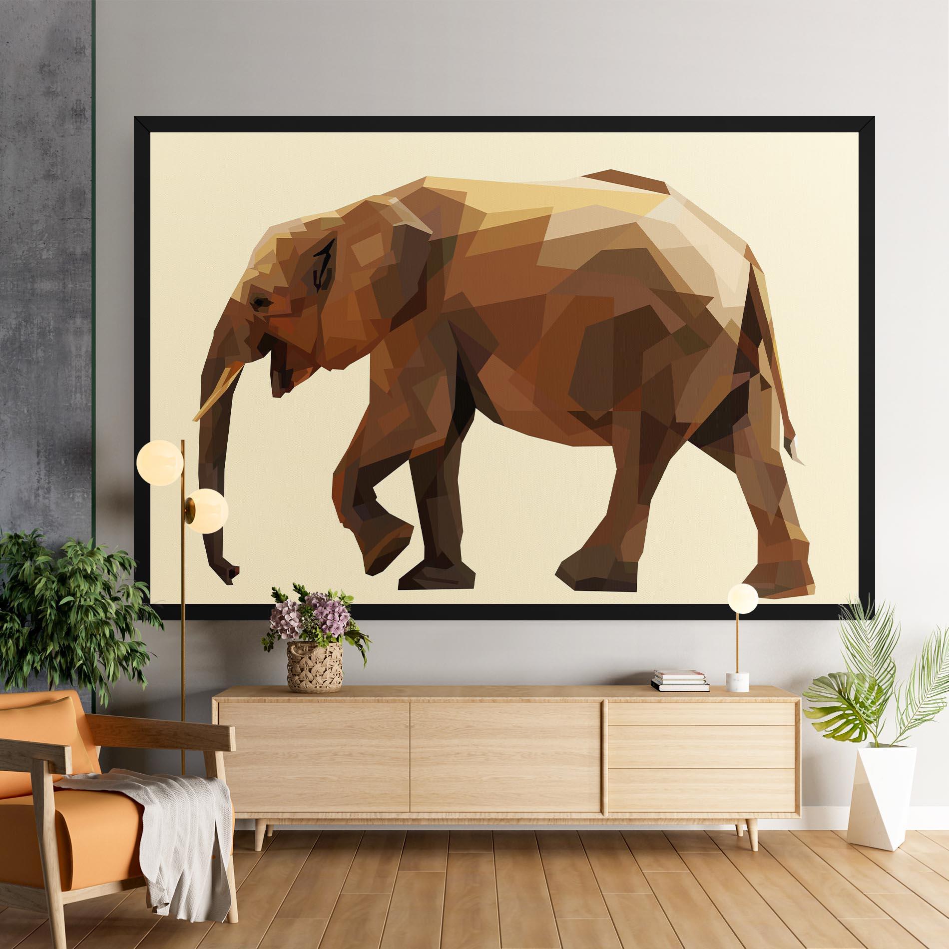 Leinwandbild Walking Elephant Cream mockup 9