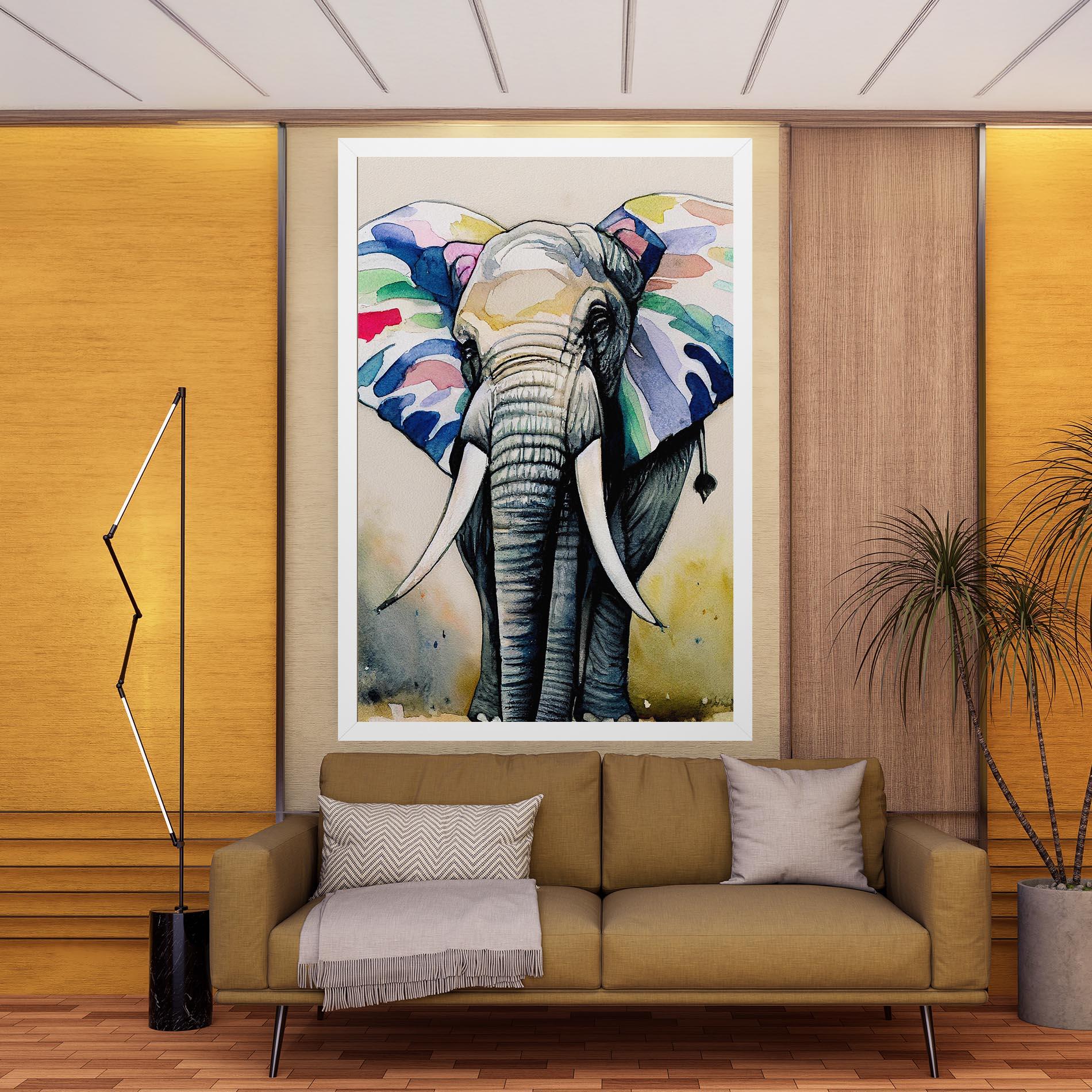 Leinwandbild Watercolor Elephant Art mockup 9