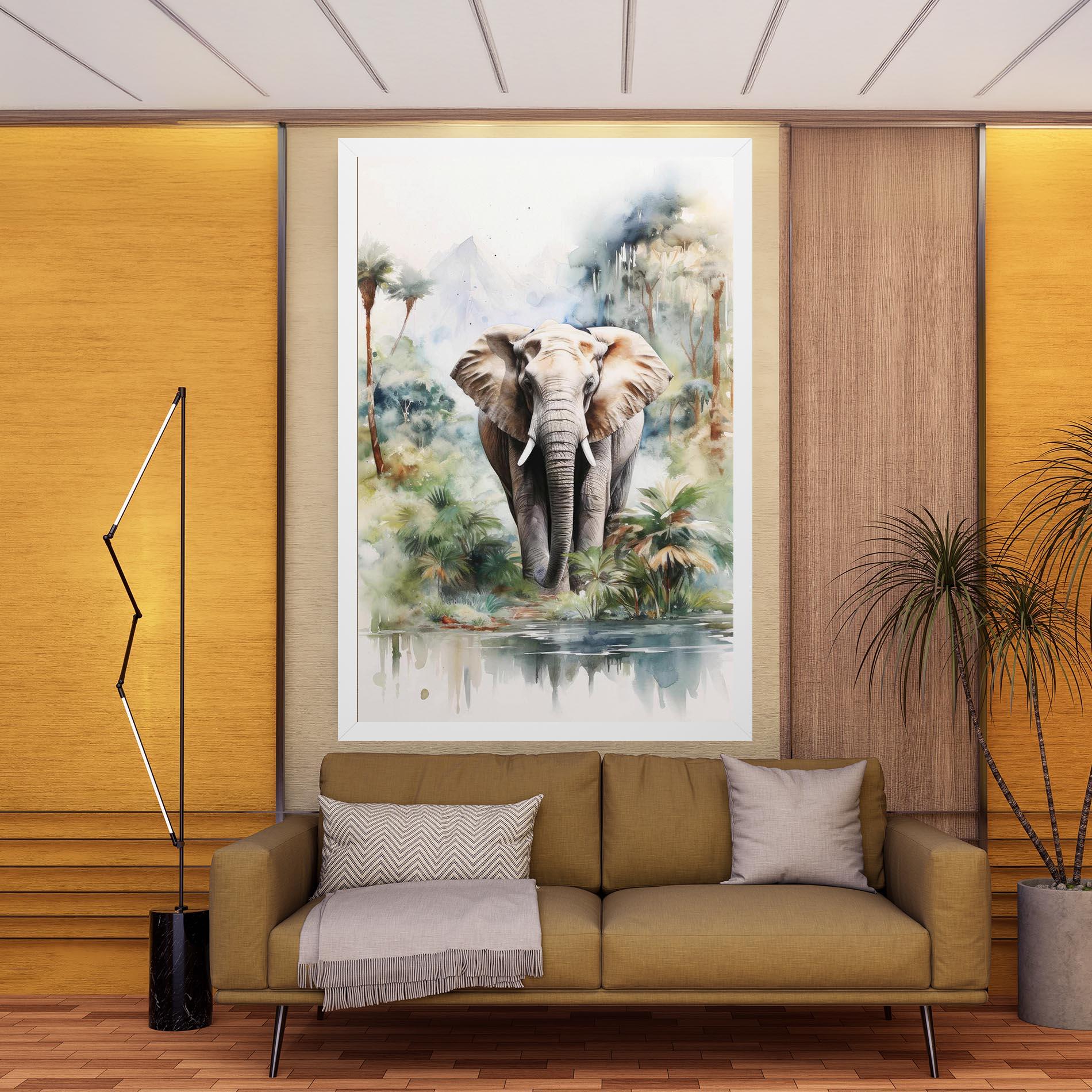 Leinwandbild Wild Watercolor Elephant mockup 9