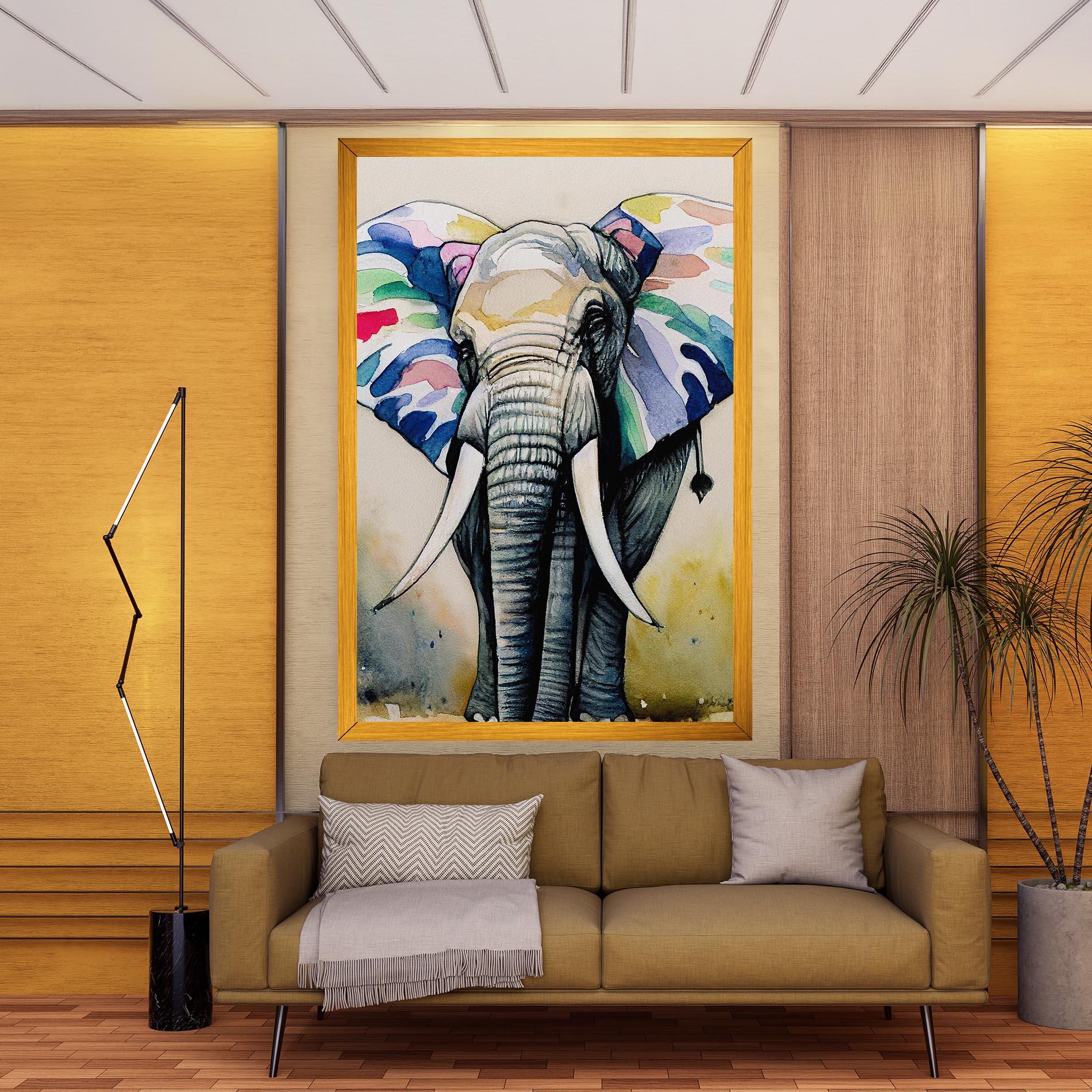 Leinwandbild Watercolor Elephant Art mockup 9
