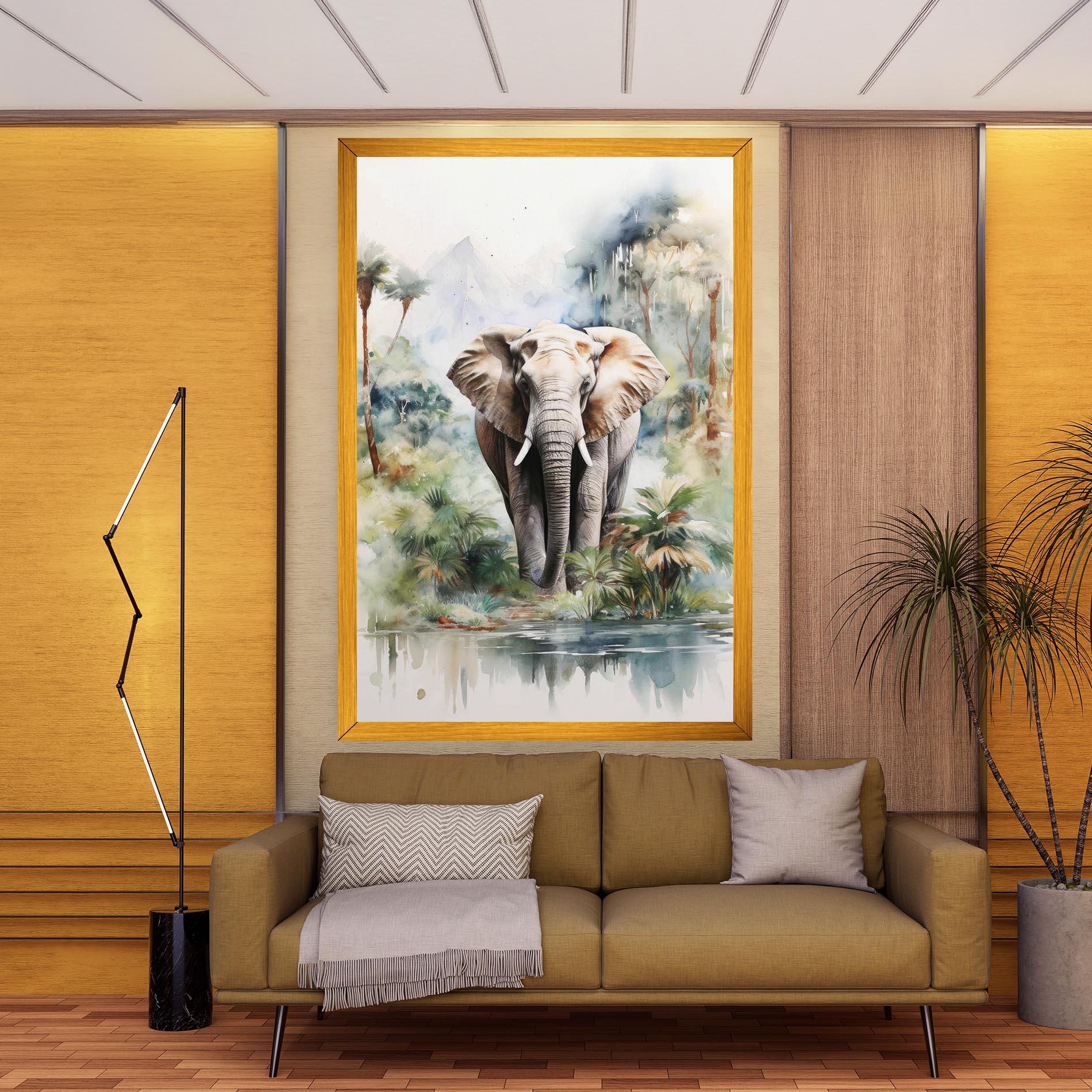 Leinwandbild Wild Watercolor Elephant mockup 9