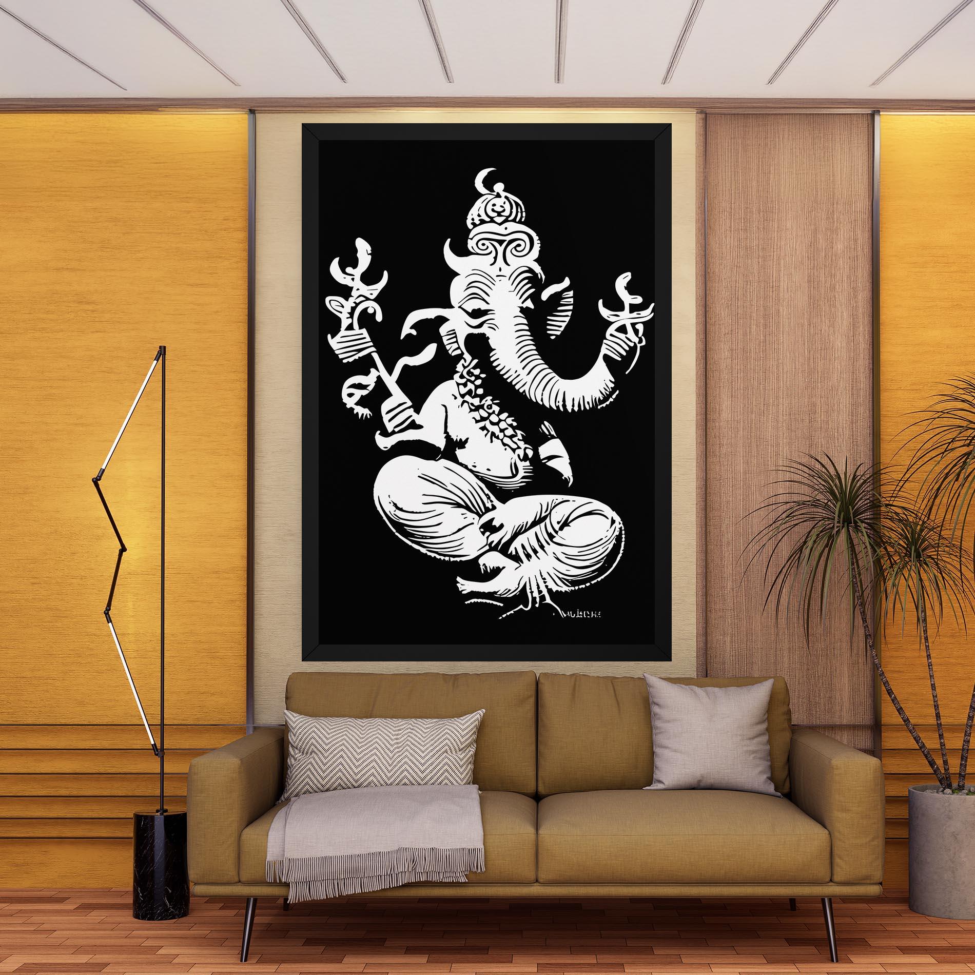 Leinwandbild Black And White Ganesha mockup 9