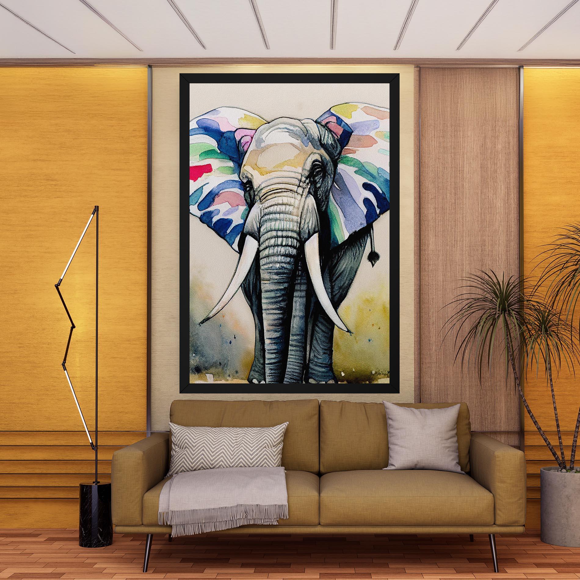 Leinwandbild Watercolor Elephant Art mockup 9