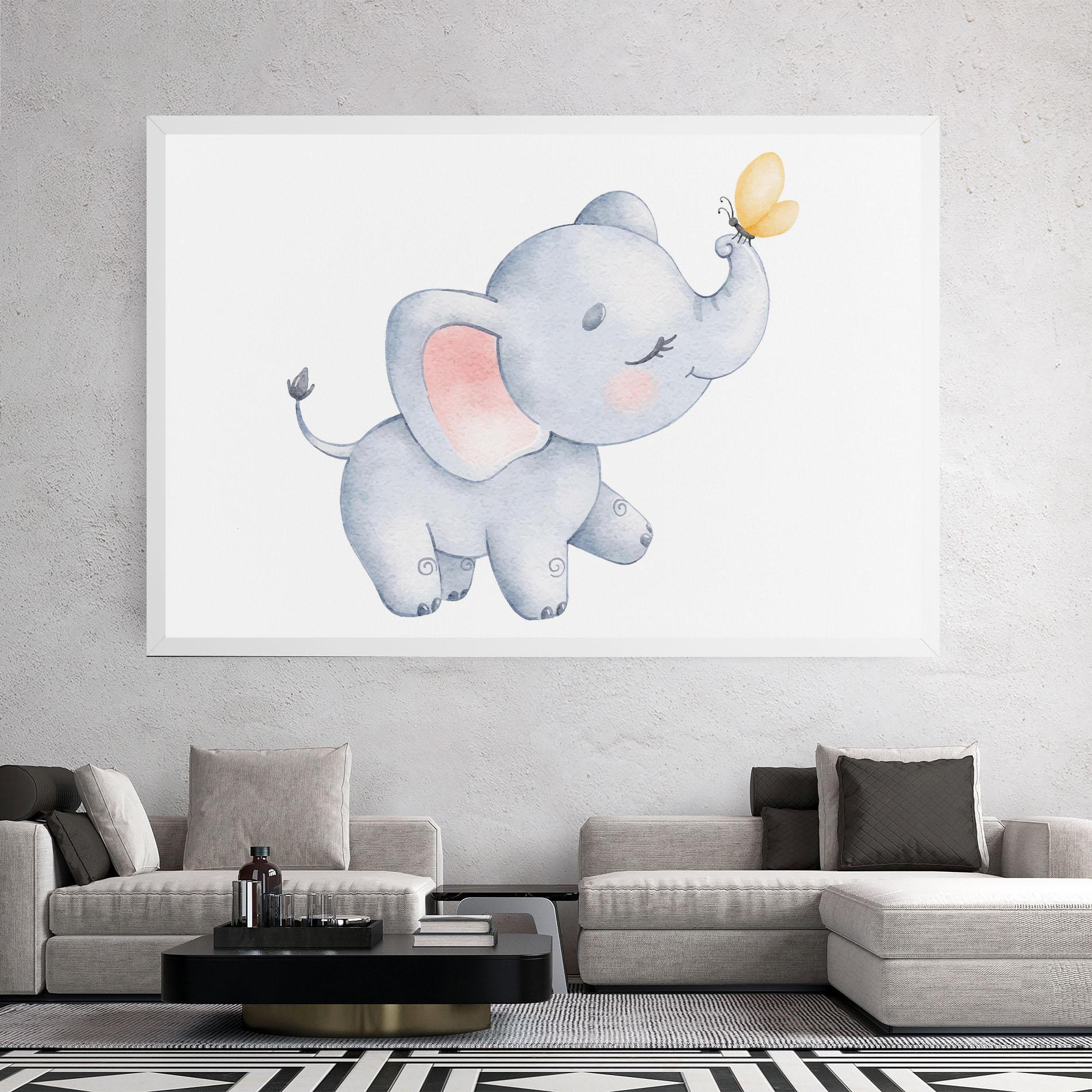 Leinwandbild Elephant Butterfly mockup 2