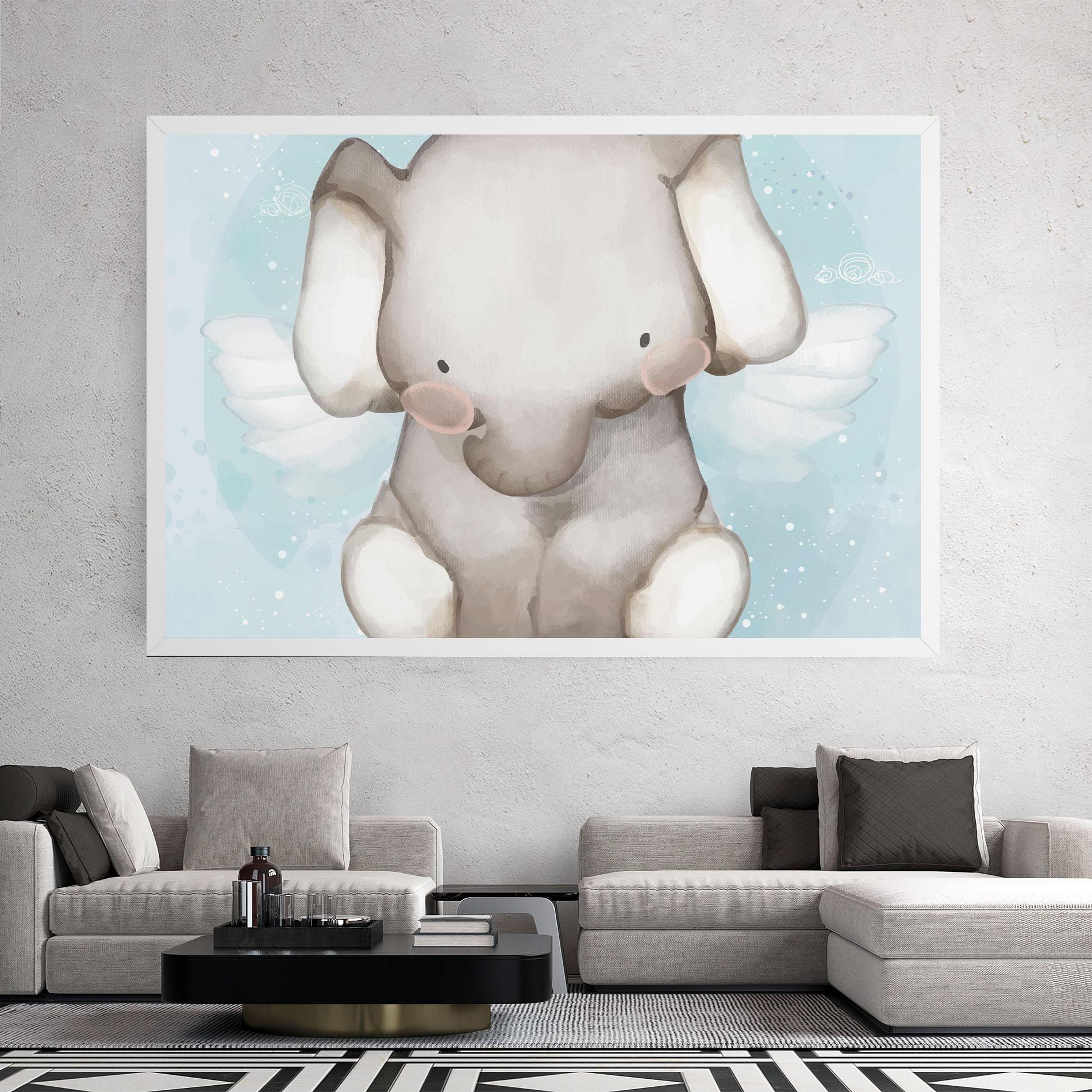 Leinwandbild Elephant On Blue mockup 2