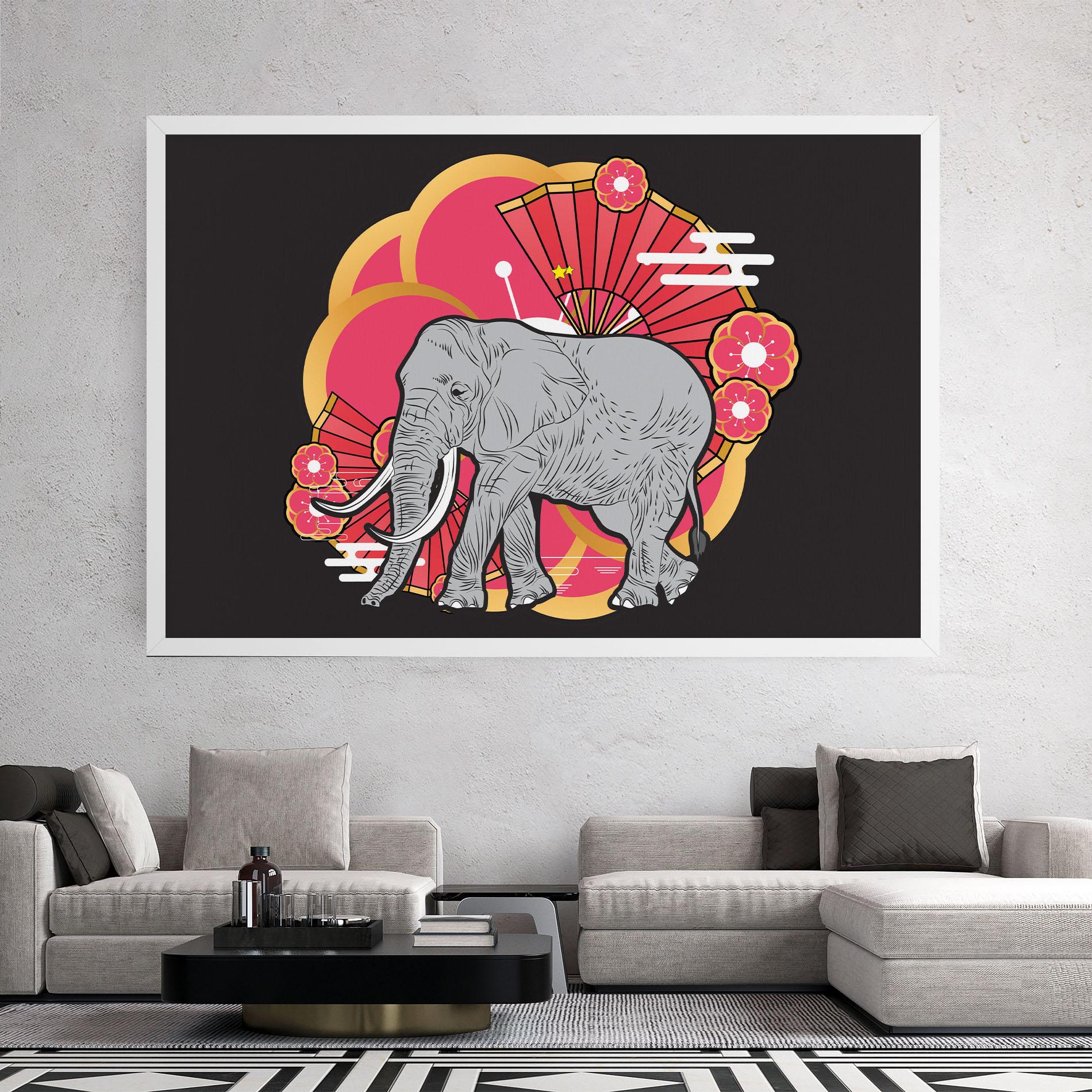 Leinwandbild Elephant On Pink mockup 2