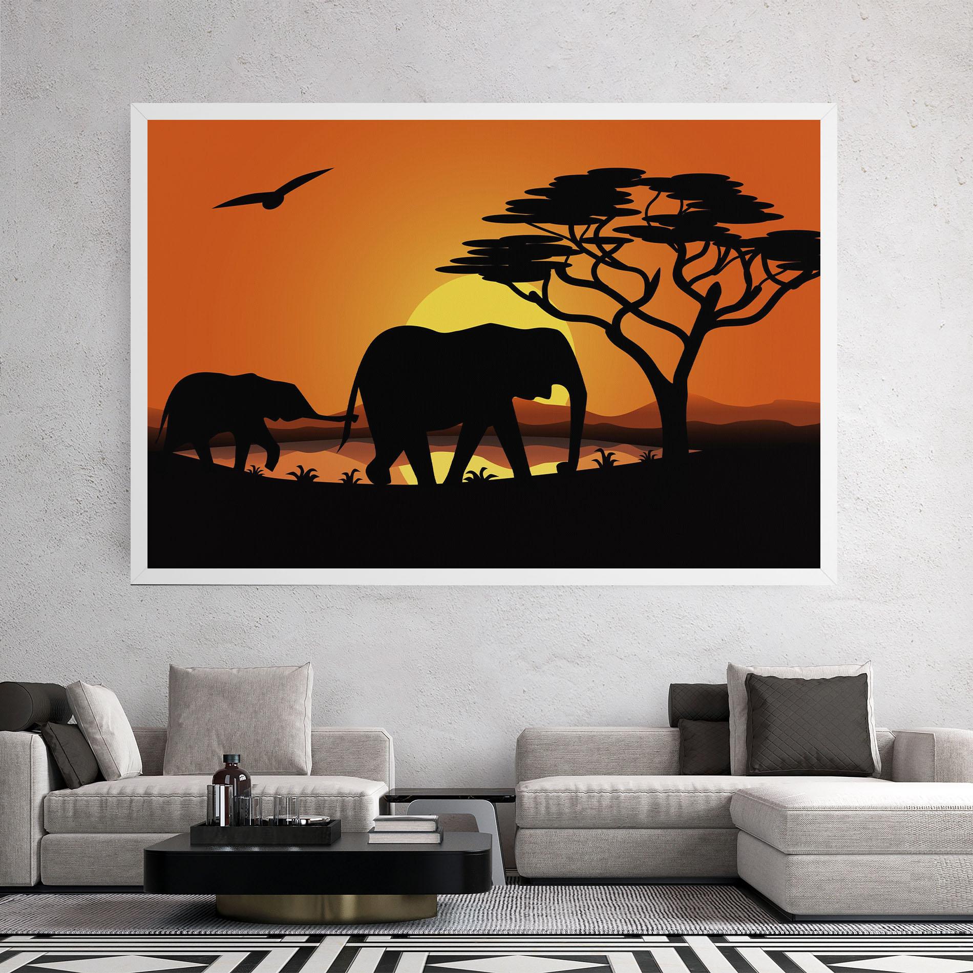 Leinwandbild Elephant Sunset mockup 2