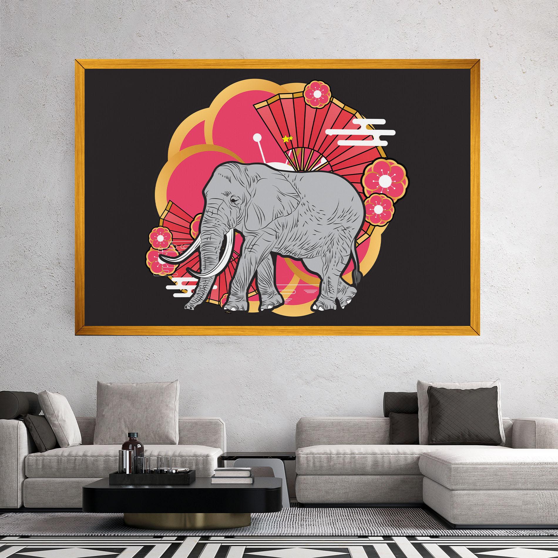 Leinwandbild Elephant On Pink mockup 2