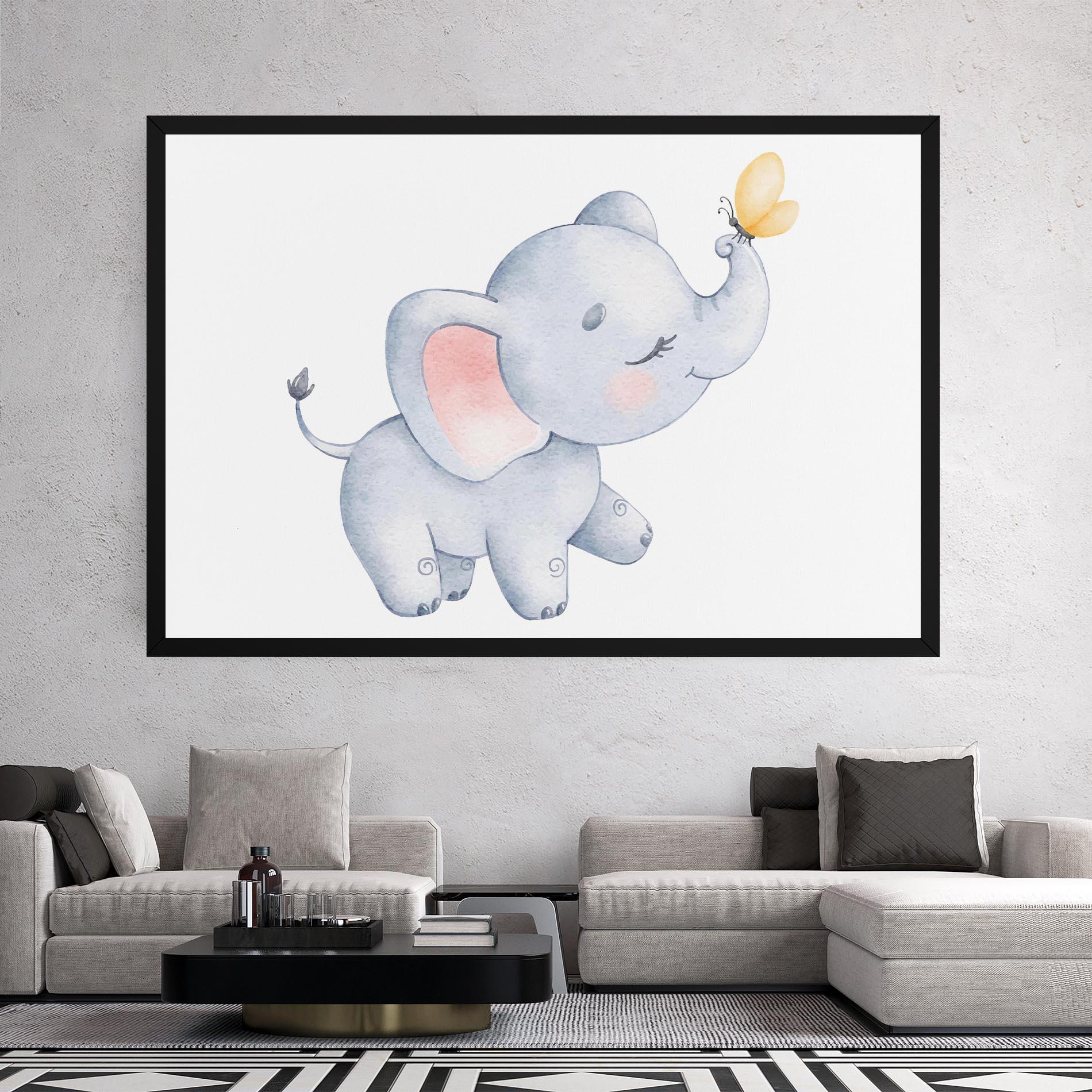 Leinwandbild Elephant Butterfly mockup 2