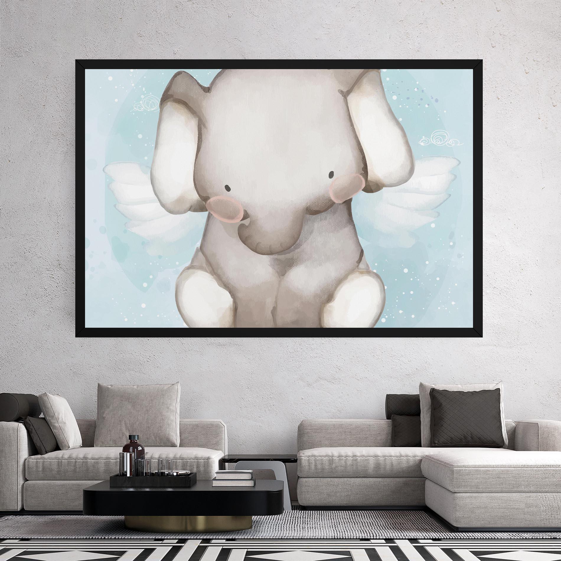 Leinwandbild Elephant On Blue mockup 2