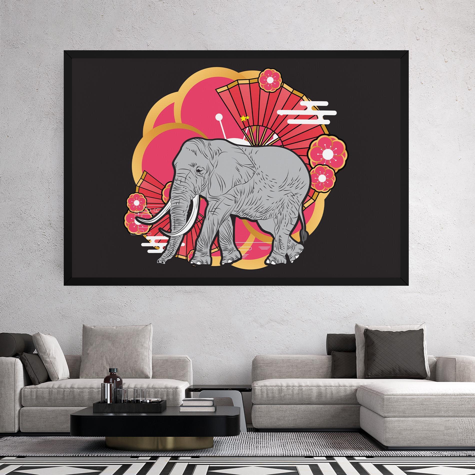Leinwandbild Elephant On Pink mockup 2