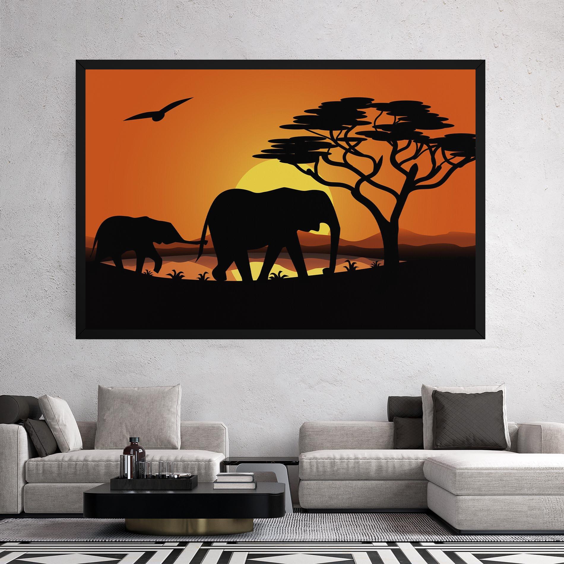 Leinwandbild Elephant Sunset mockup 2