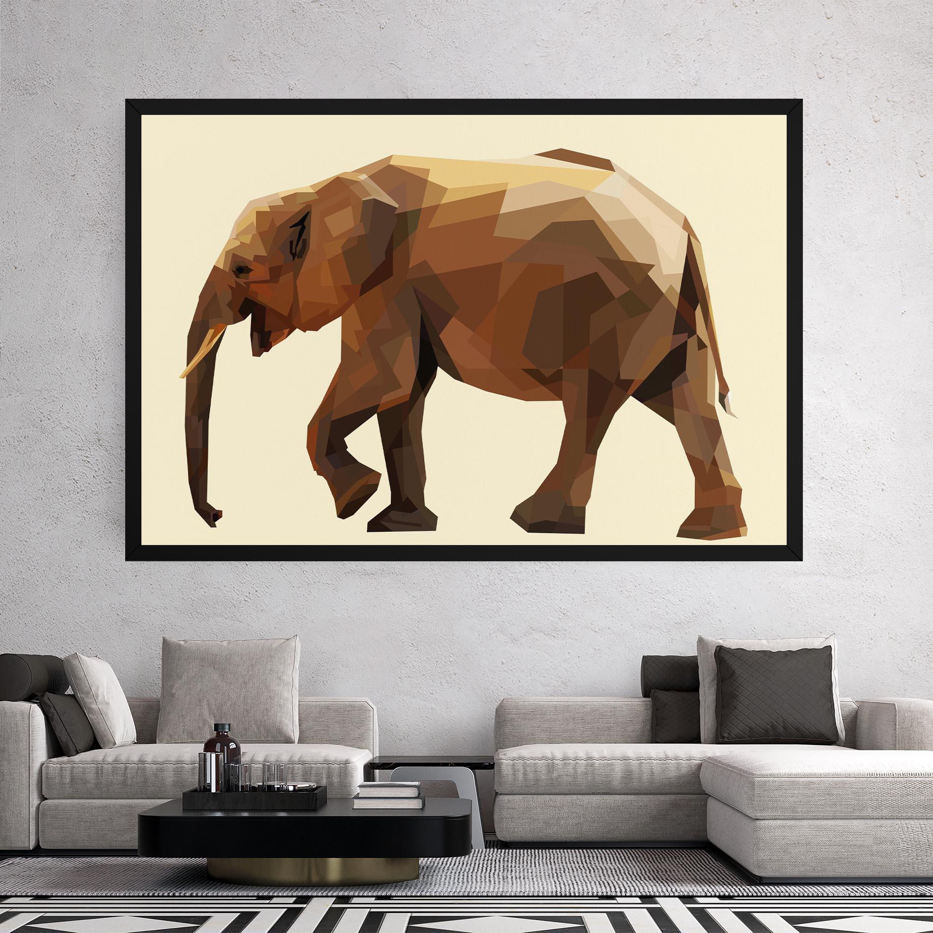 Leinwandbild Walking Elephant Cream mockup 2