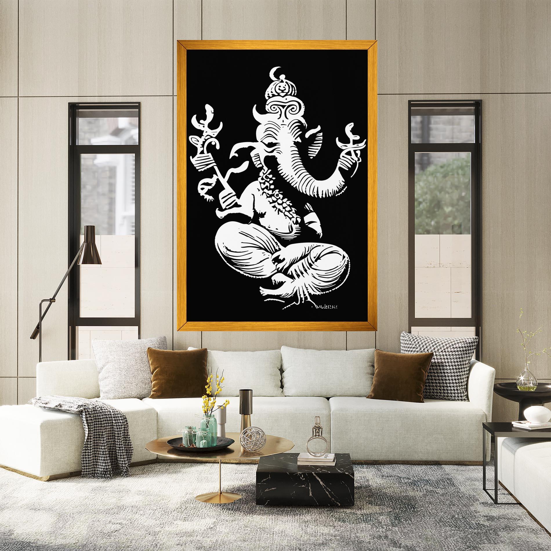 Leinwandbild Black And White Ganesha mockup 2