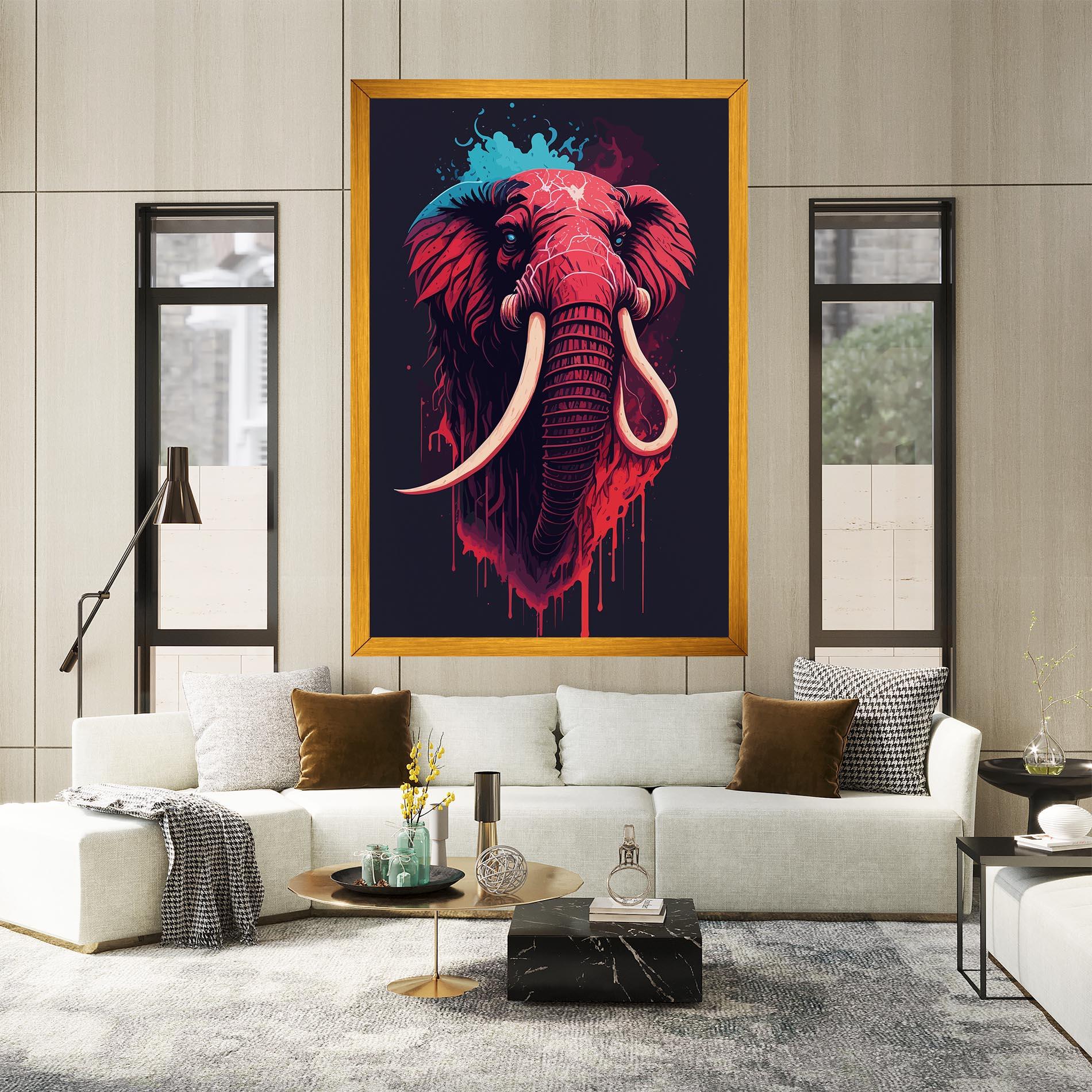 Leinwandbild Blue Red Elephant mockup 2