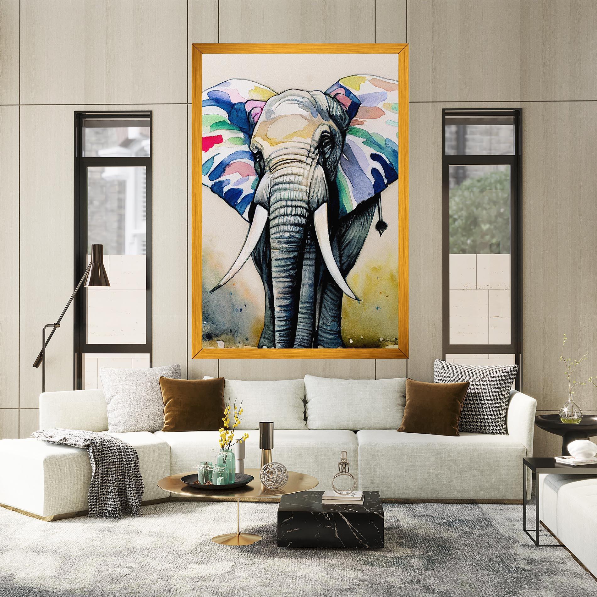 Leinwandbild Watercolor Elephant Art mockup 2