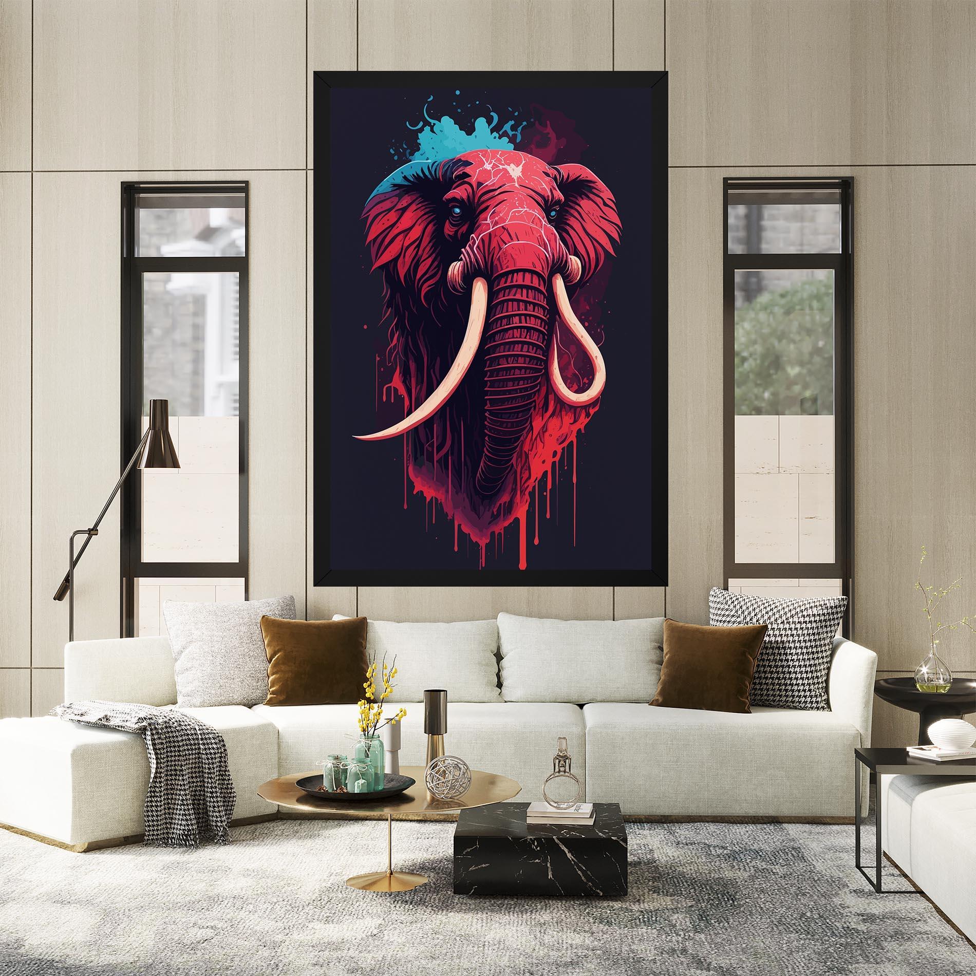 Leinwandbild Blue Red Elephant mockup 2
