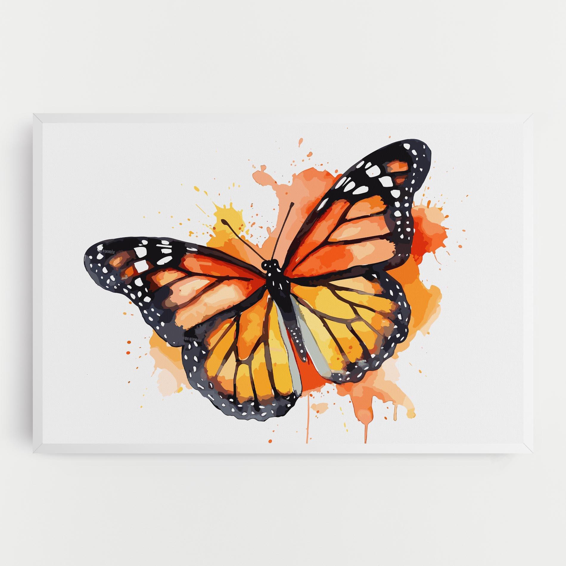 Leinwandbild Orange Watercolor Butterfly mockup 0