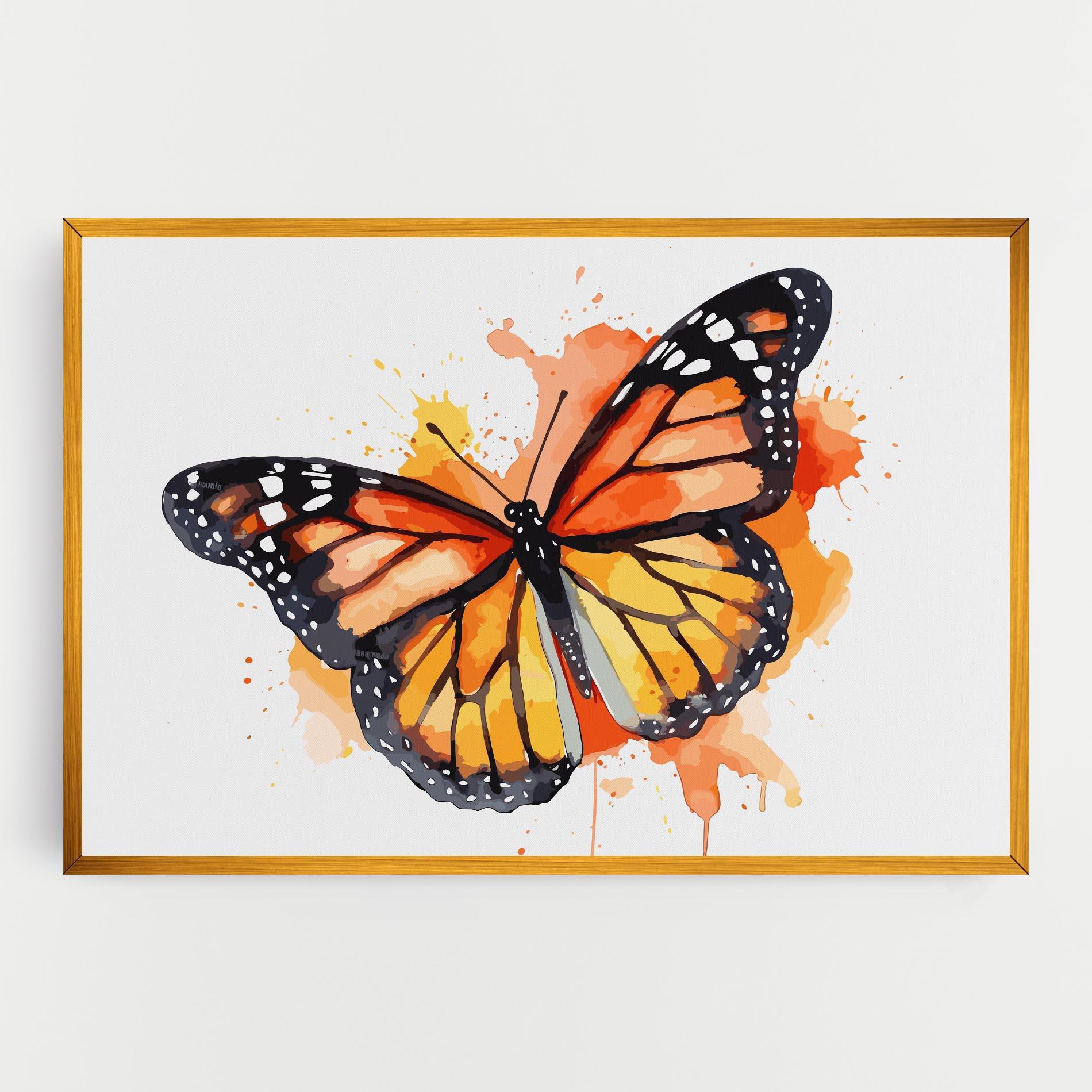 Leinwandbild Orange Watercolor Butterfly mockup 0