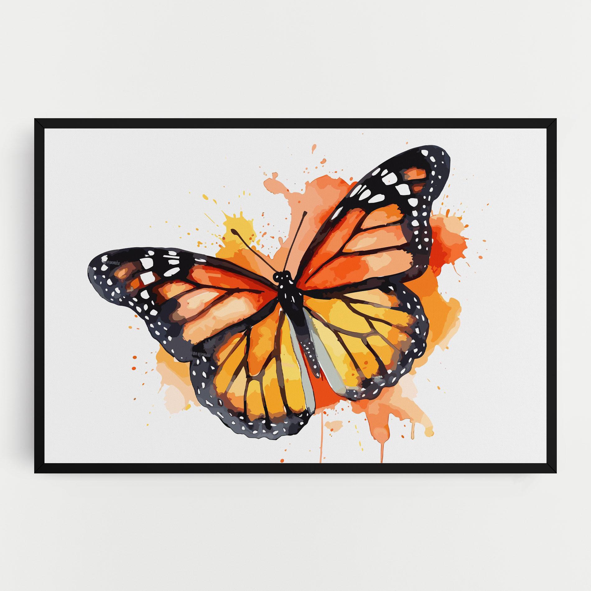 Leinwandbild Orange Watercolor Butterfly mockup 0