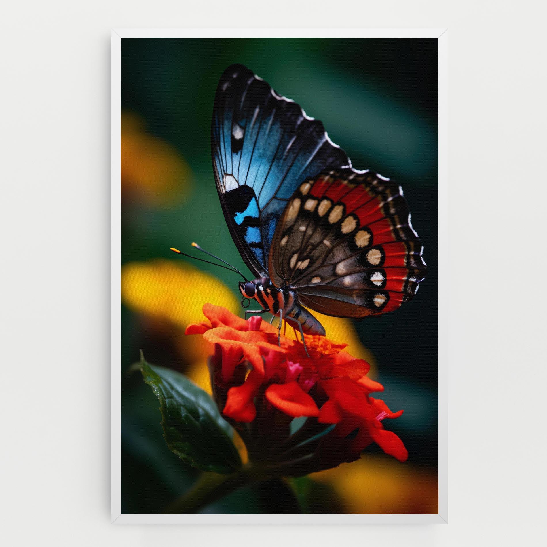 Leinwandbild Blue Red Butterfly mockup 0