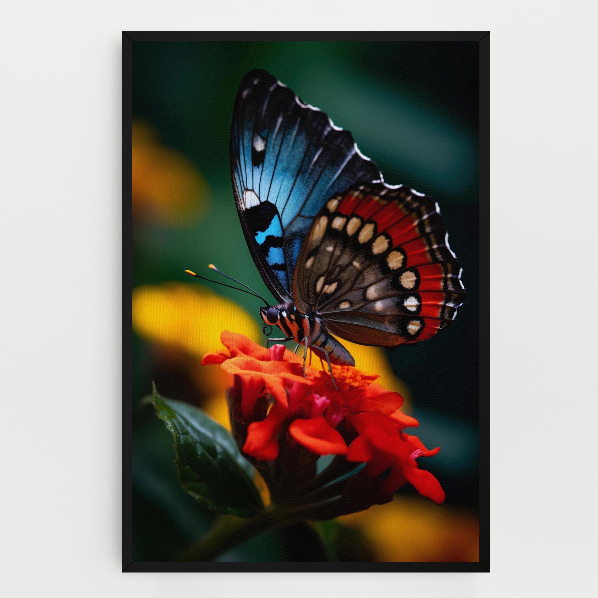 Leinwandbild Blue Red Butterfly mockup 0