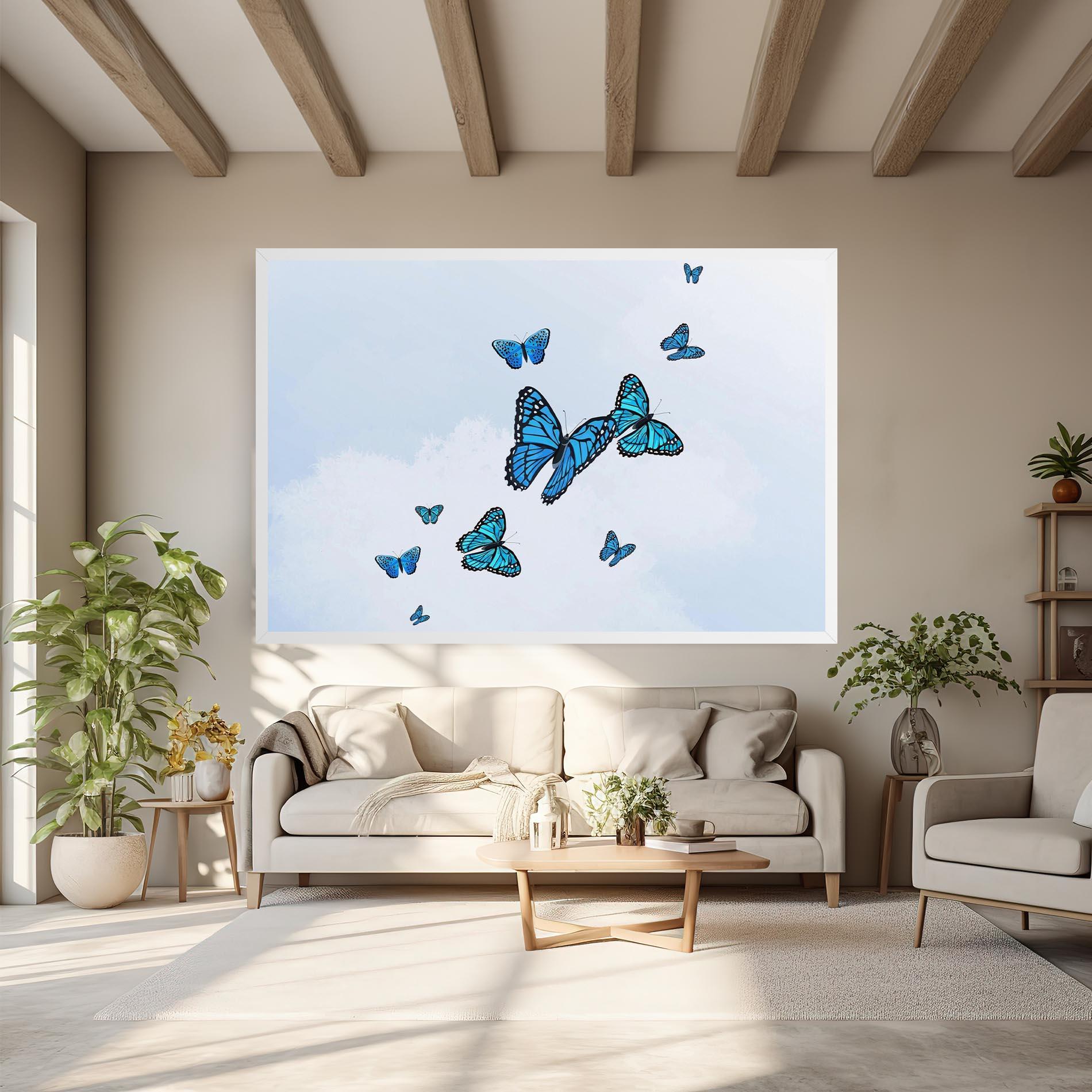 Leinwandbild Blue Sky Butterfly mockup 6