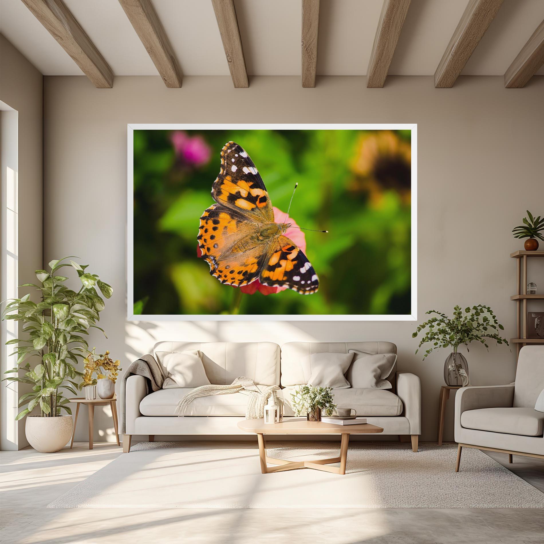 Leinwandbild Butterfly On Flower mockup 6