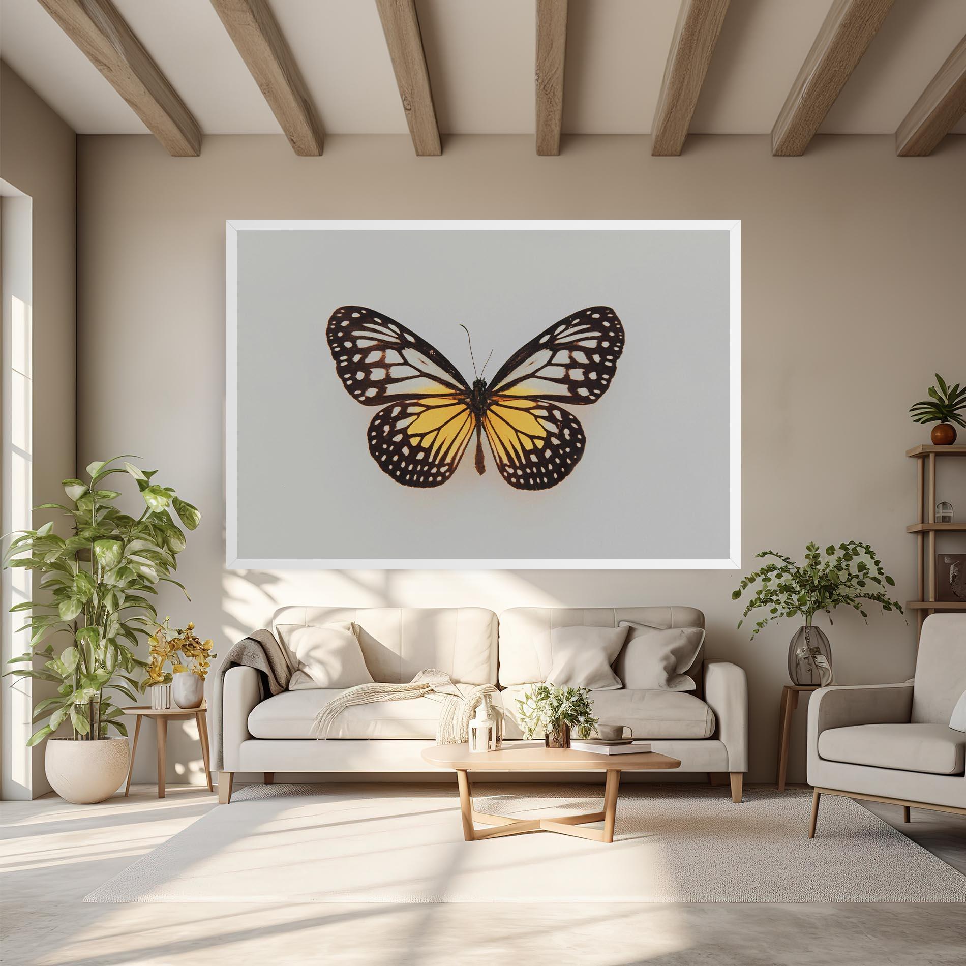 Leinwandbild Butterfly On Grey mockup 6