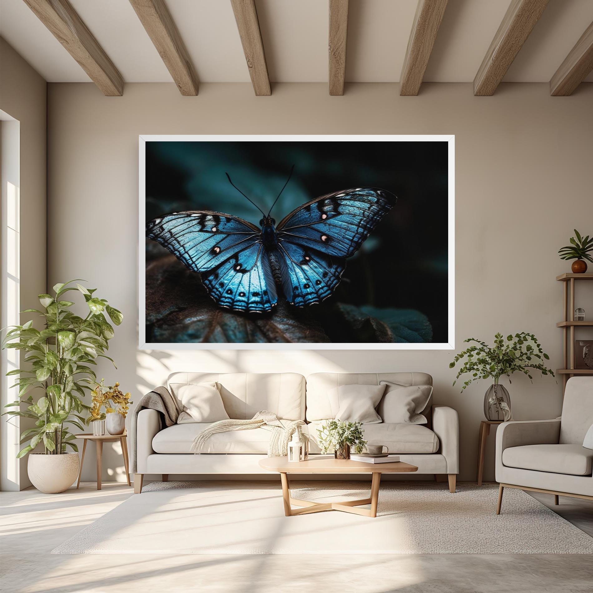 Leinwandbild Dark Blue Buterfly mockup 6