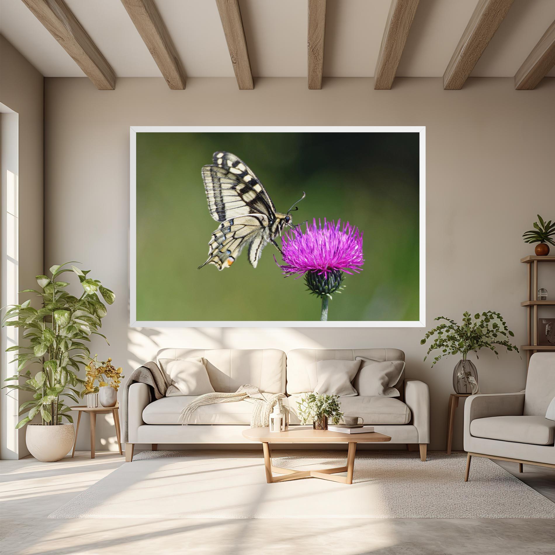 Leinwandbild White Butterfly Pollen mockup 6