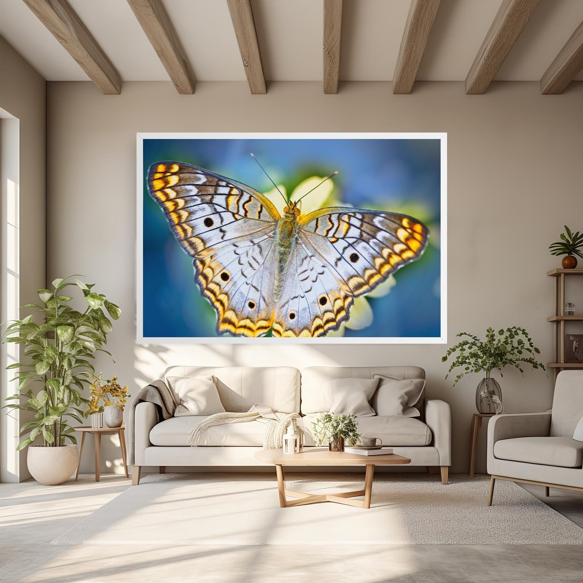 Leinwandbild Yellow Grey Butterfly mockup 6