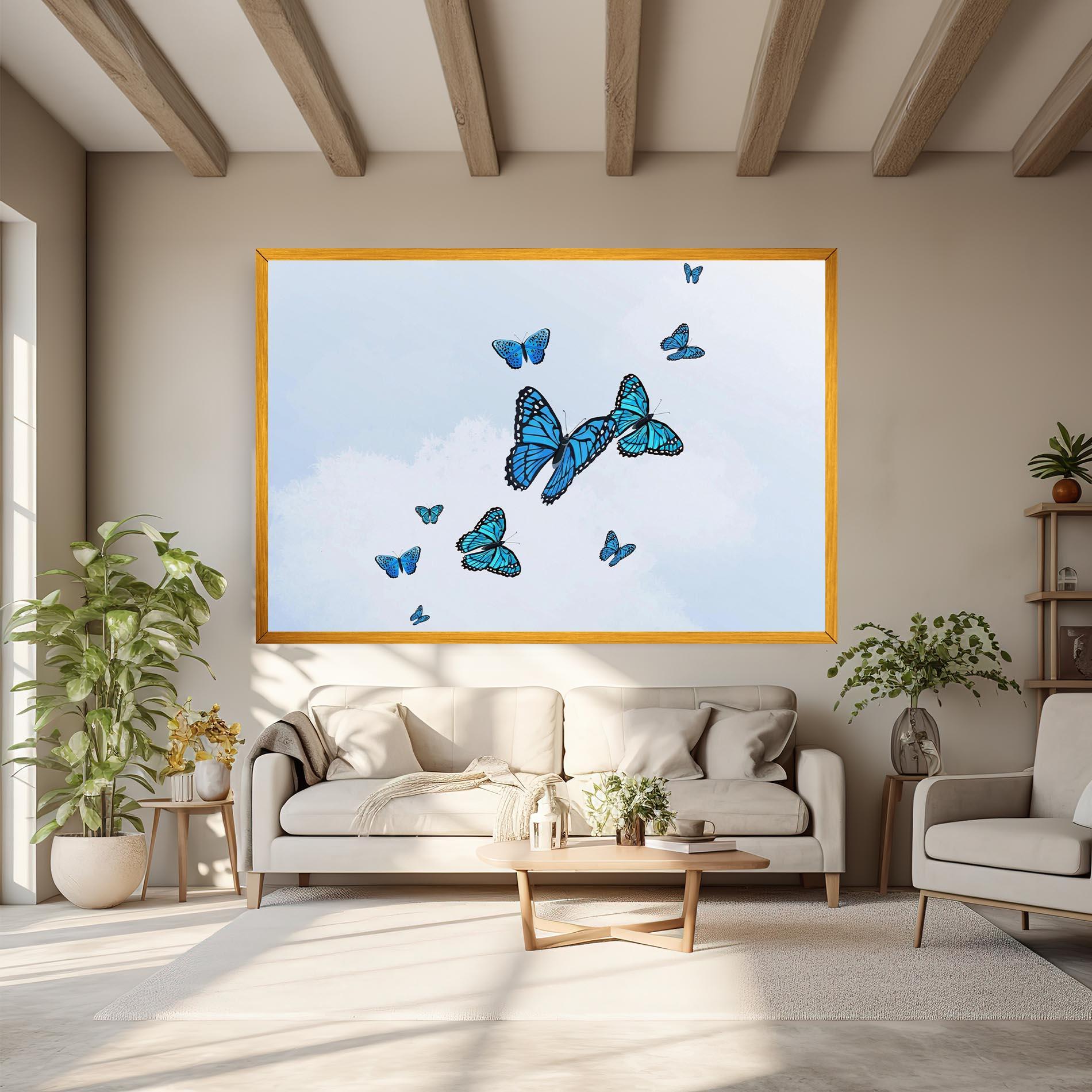 Leinwandbild Blue Sky Butterfly mockup 6