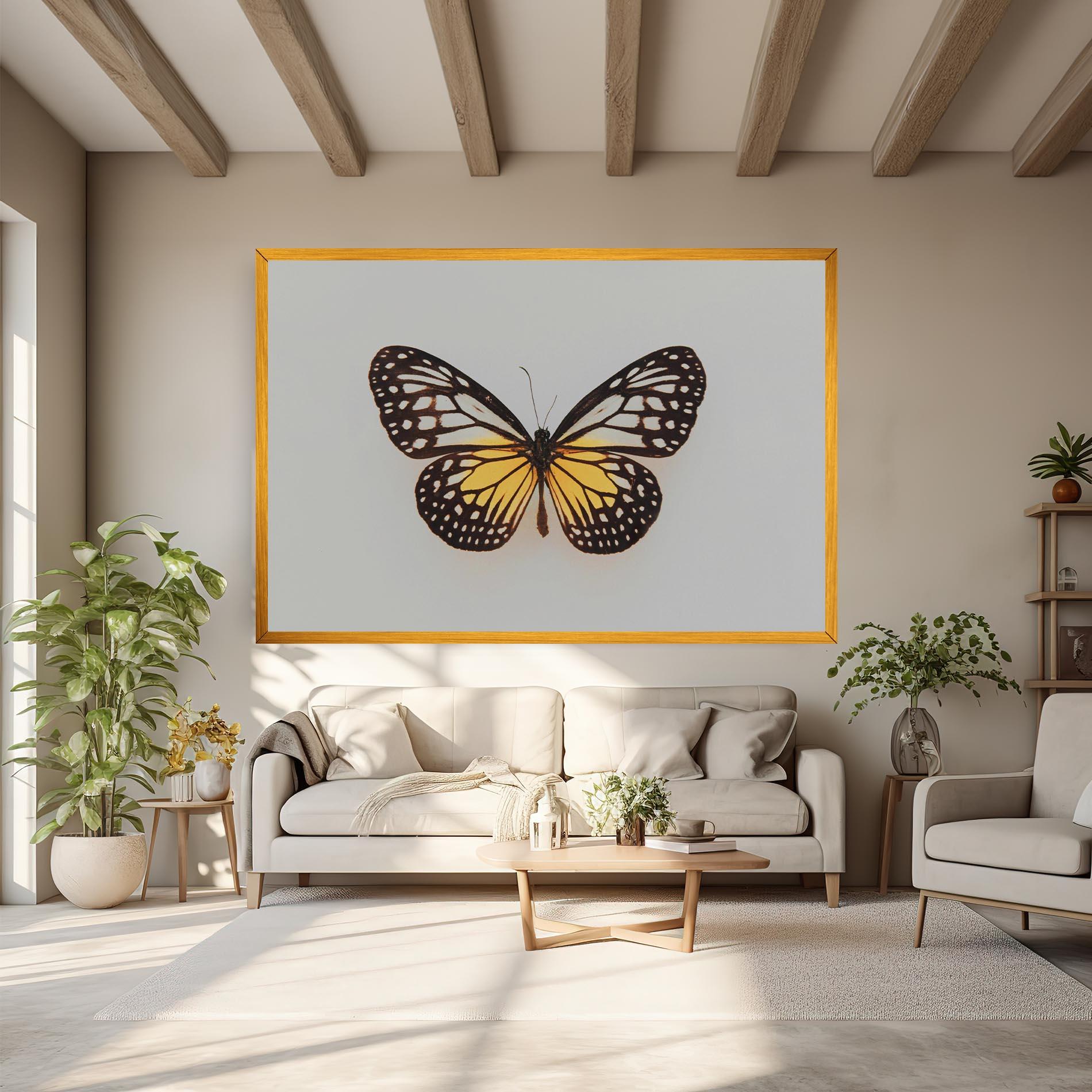 Leinwandbild Butterfly On Grey mockup 6