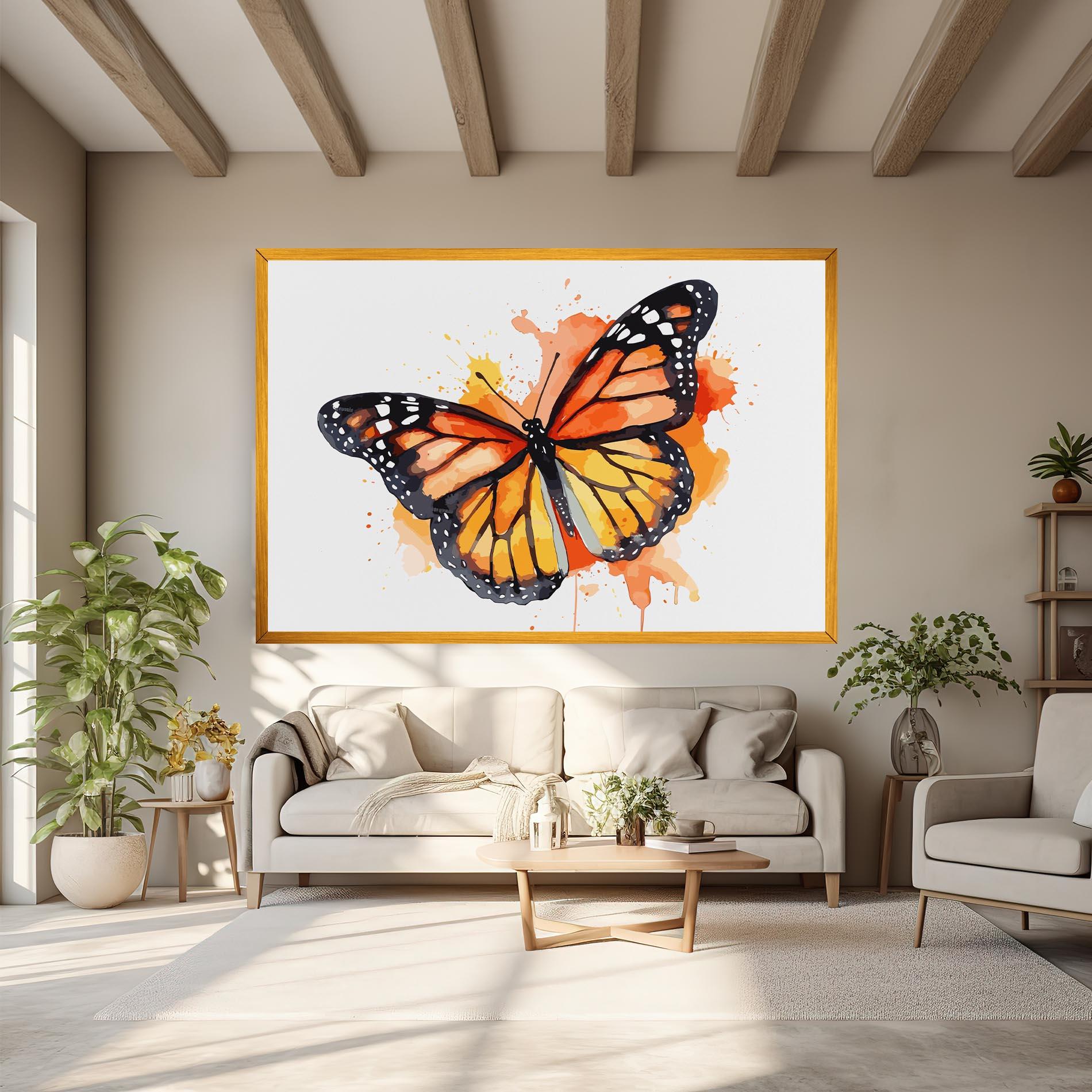 Leinwandbild Orange Watercolor Butterfly mockup 6