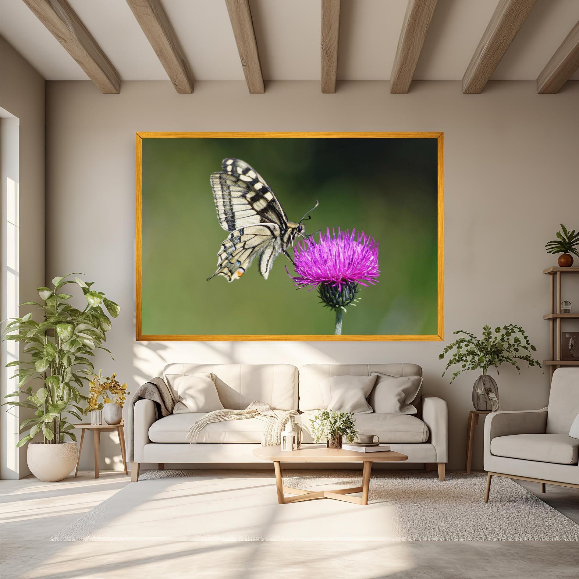 Leinwandbild White Butterfly Pollen mockup 6