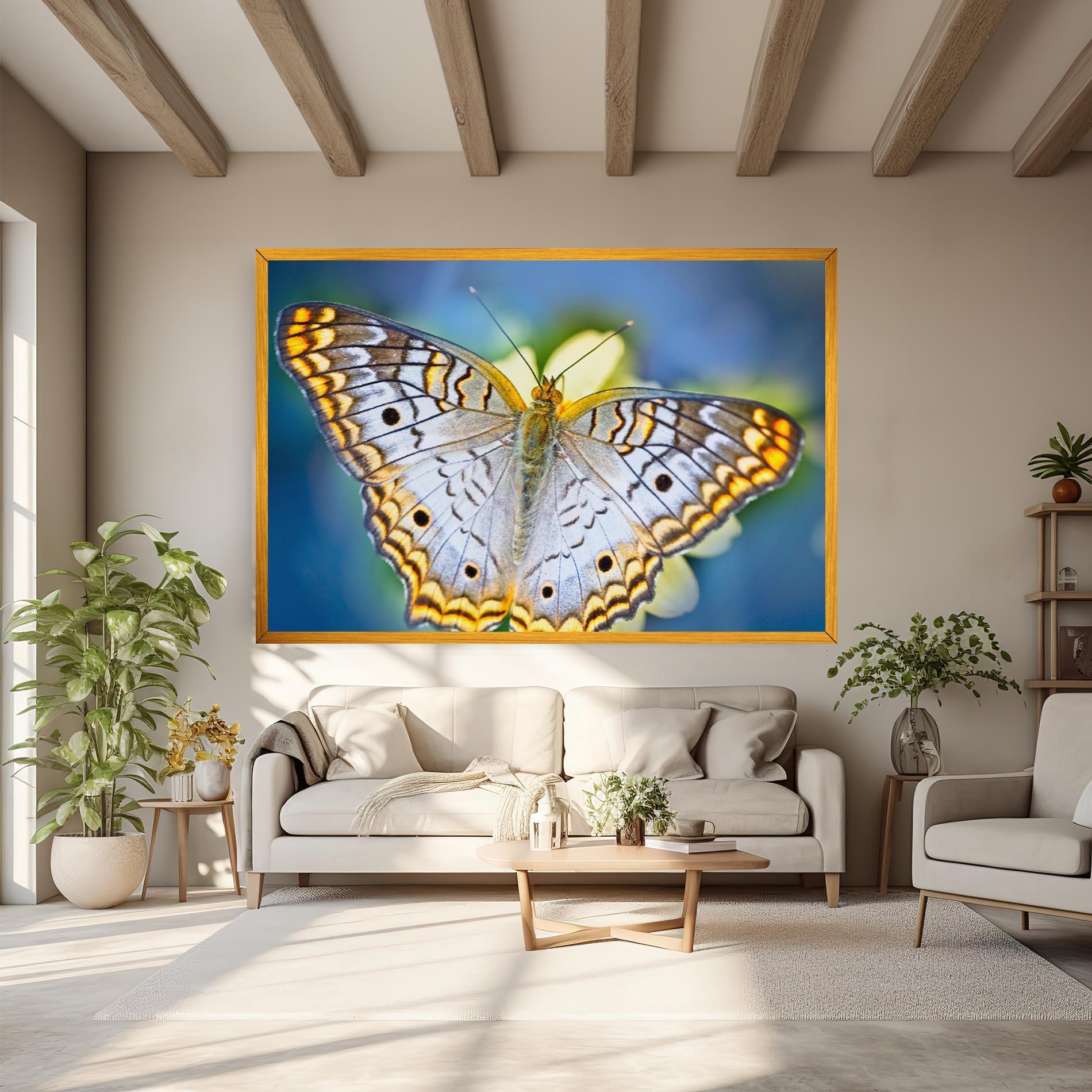 Leinwandbild Yellow Grey Butterfly mockup 6