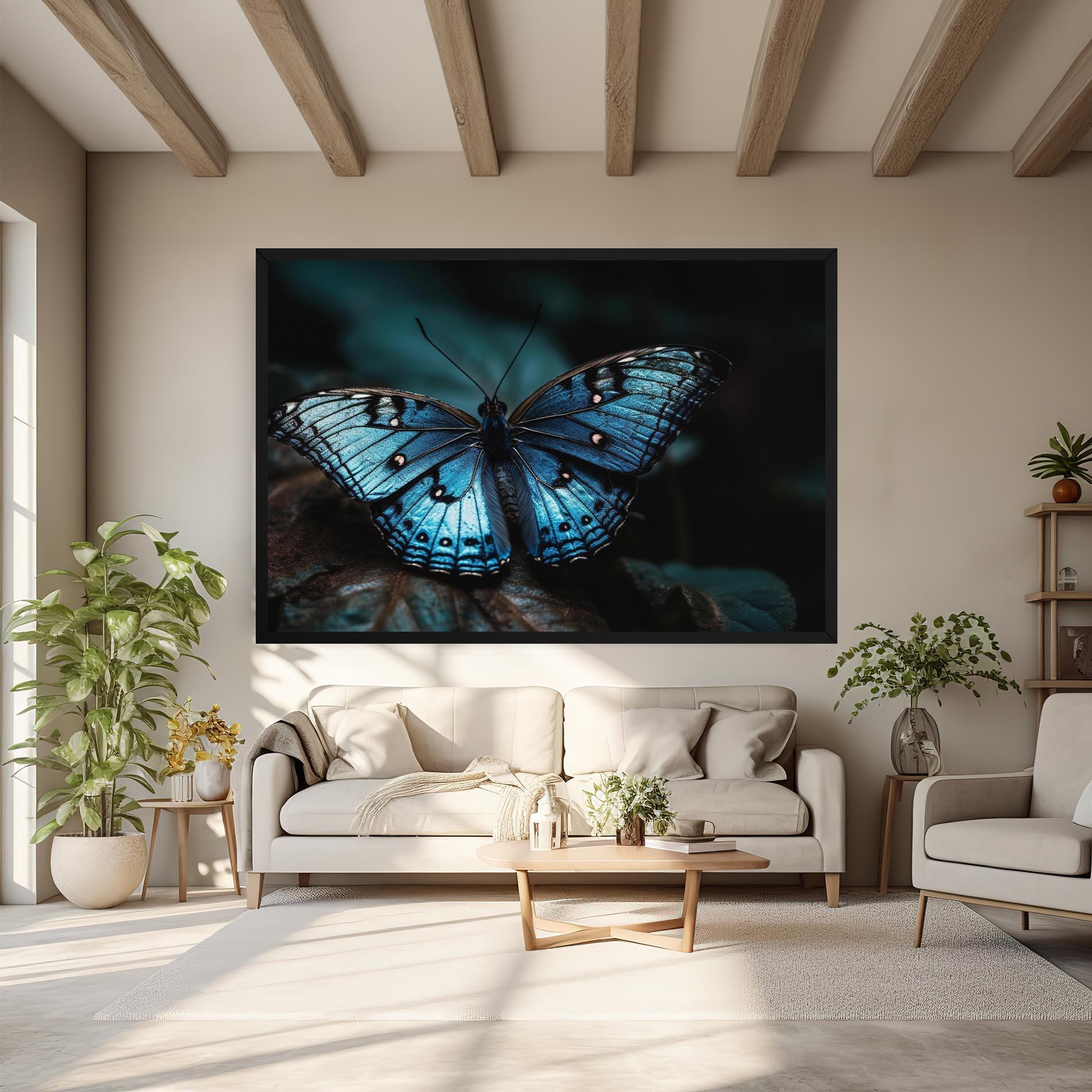 Leinwandbild Dark Blue Buterfly mockup 6