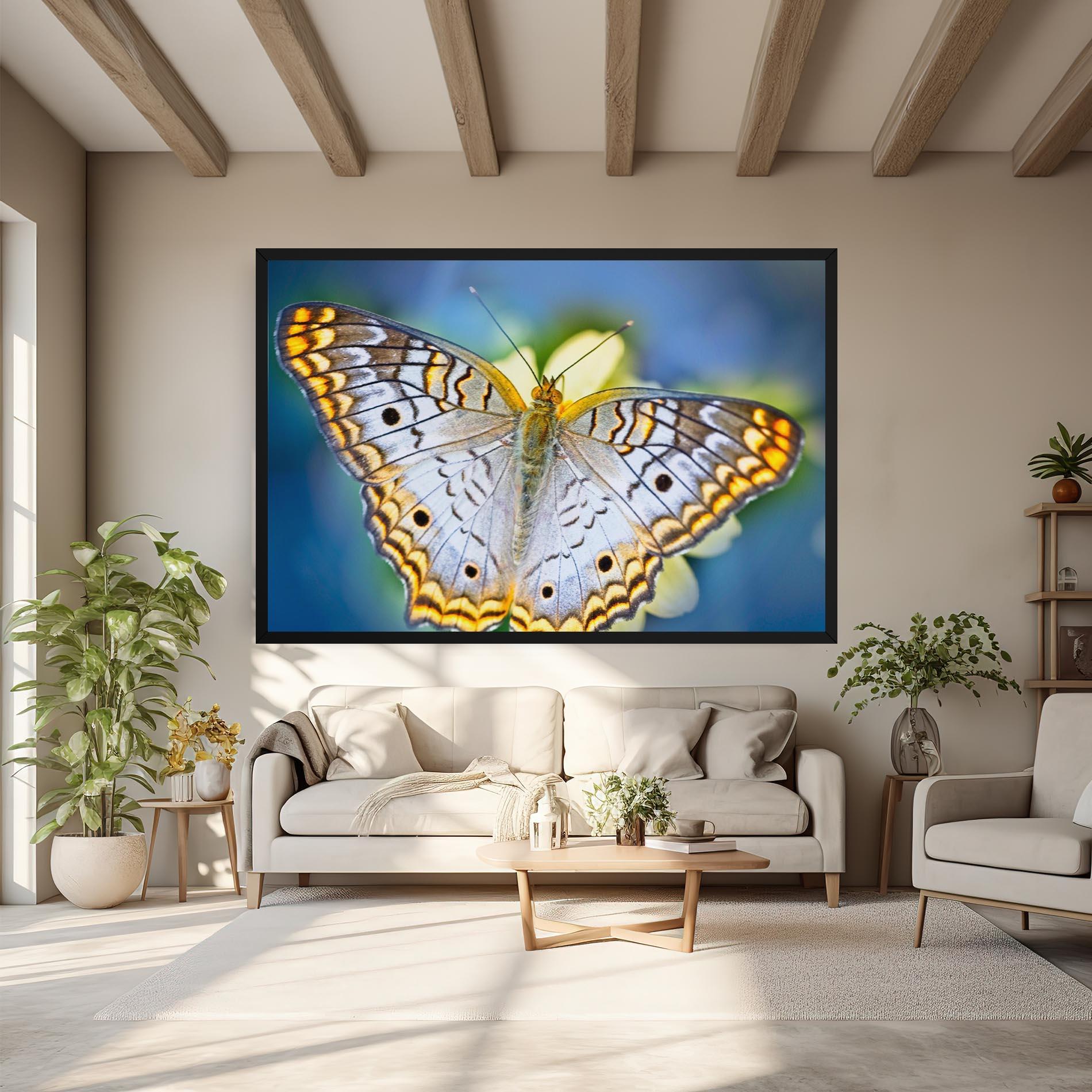 Leinwandbild Yellow Grey Butterfly mockup 6