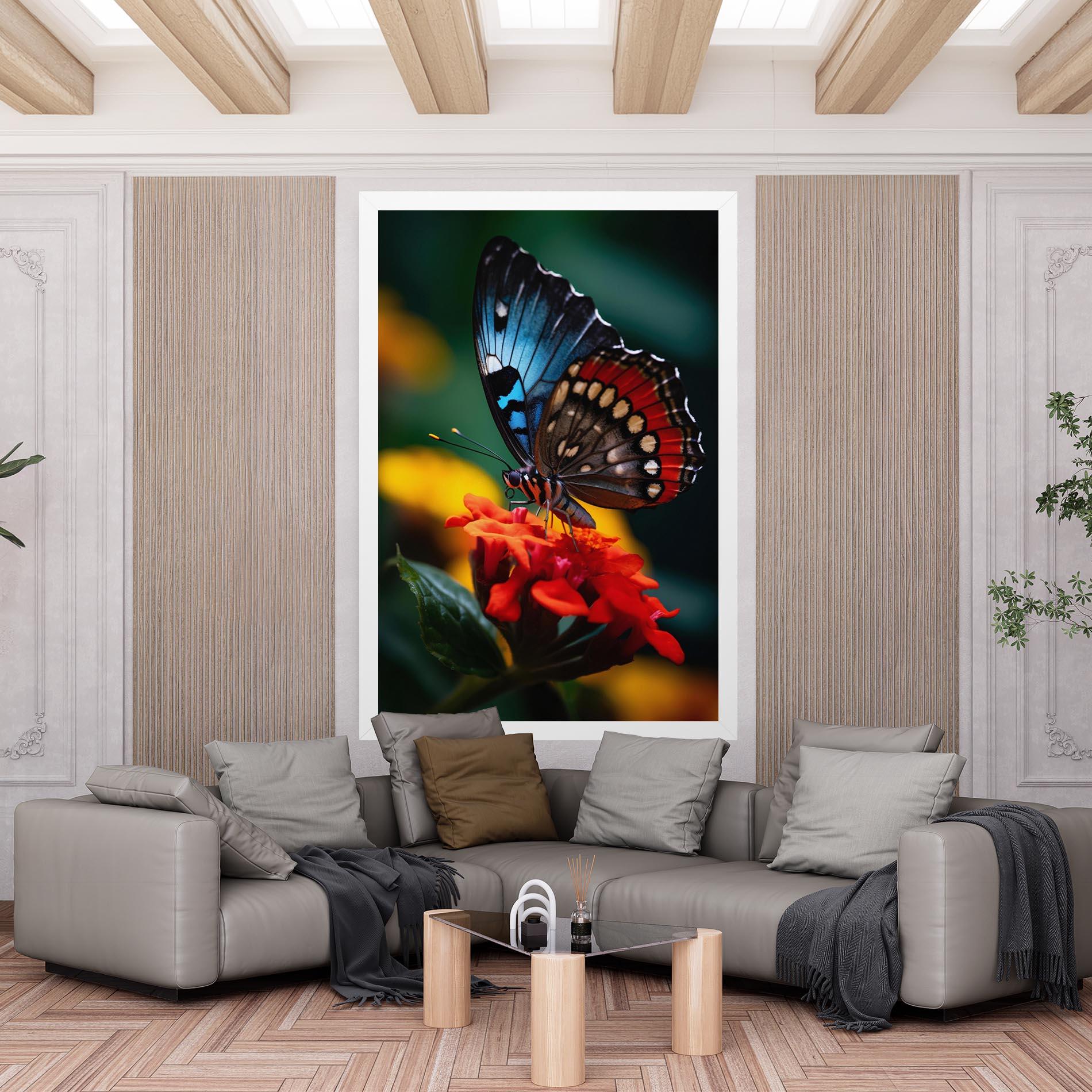 Leinwandbild Blue Red Butterfly mockup 6