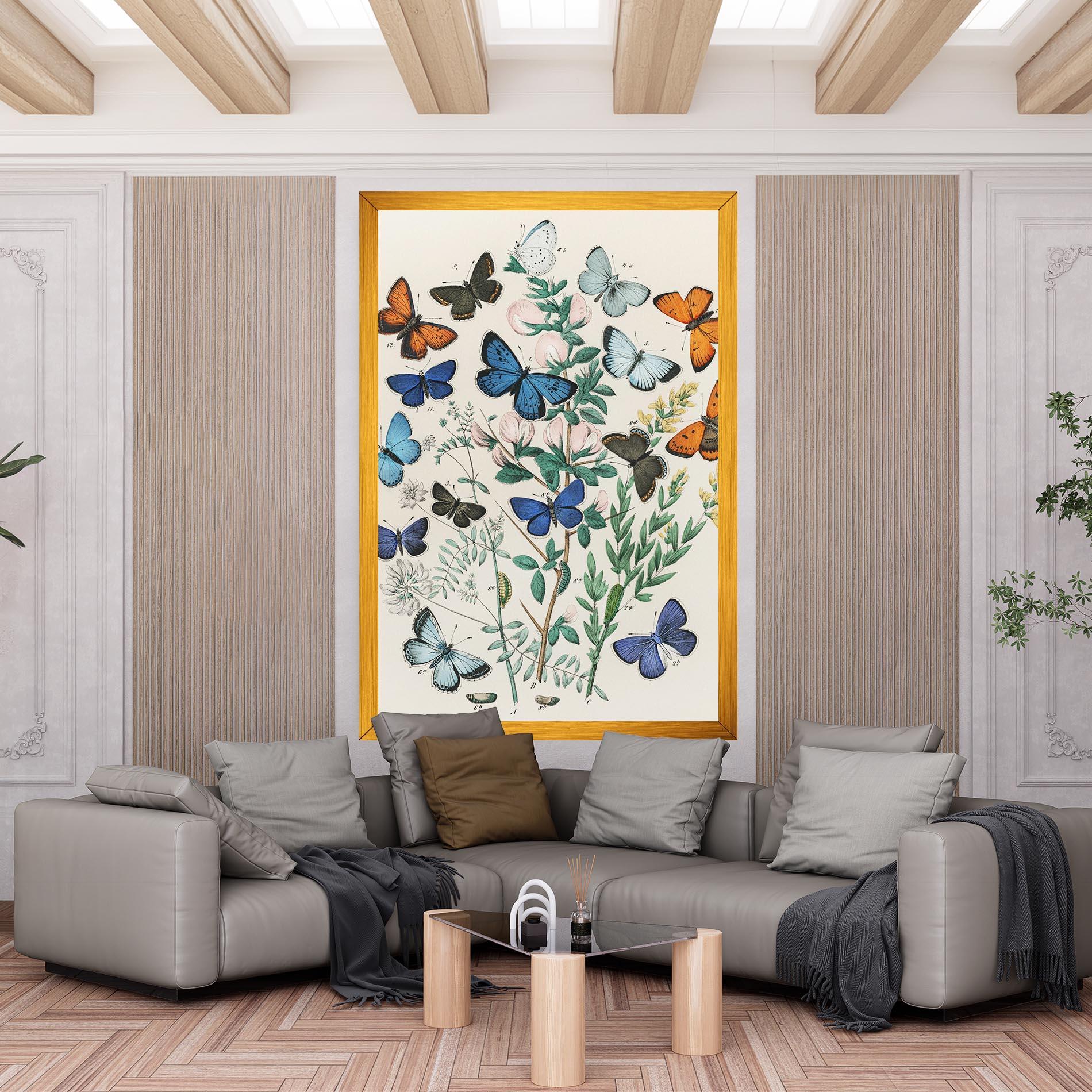 Leinwandbild Blue Orange Butterflies mockup 6