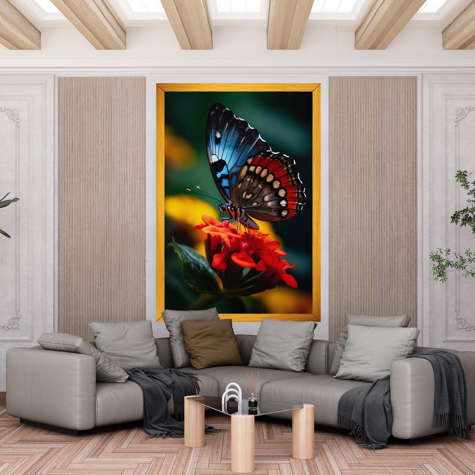 Leinwandbild Blue Red Butterfly mockup 6