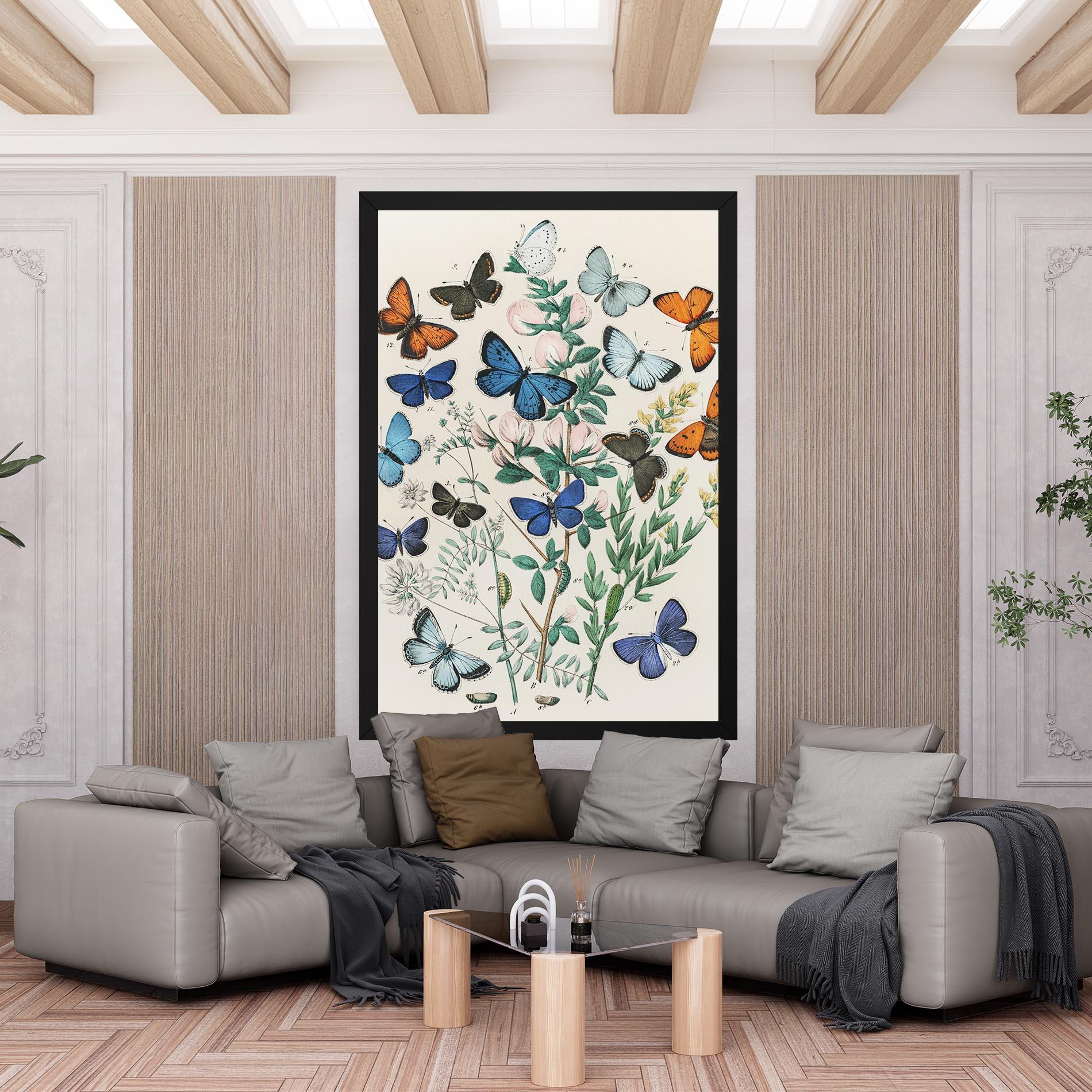 Leinwandbild Blue Orange Butterflies mockup 6